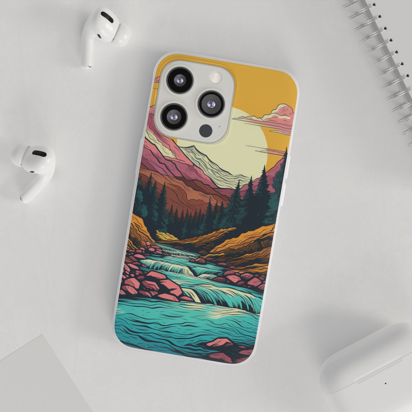 iPhone Flexi Case - Mountain Sunset with River 1