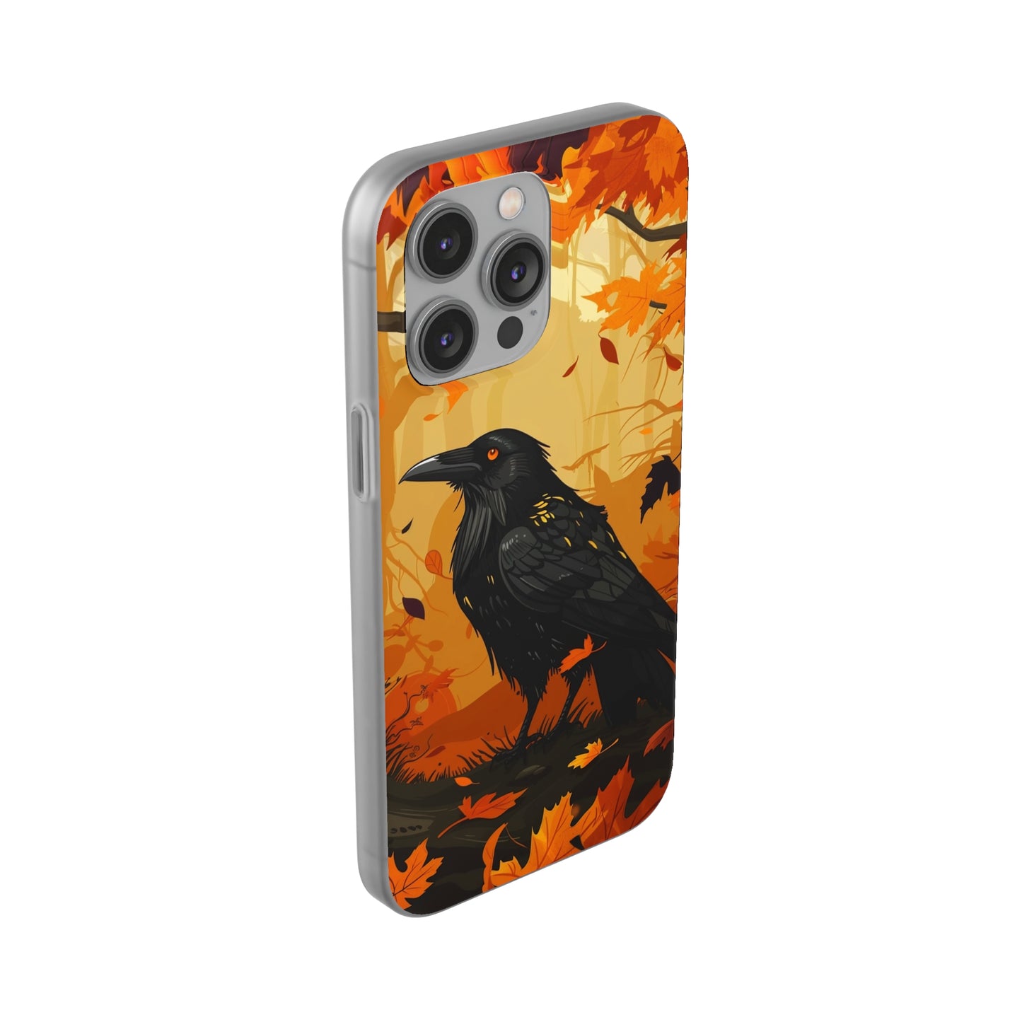 iPhone Flexi Case - Crow Fall Illustration