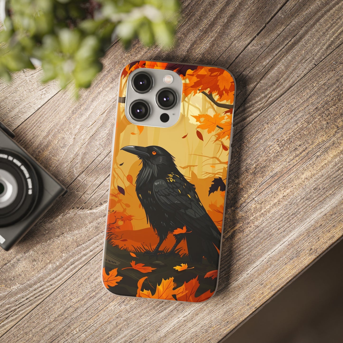 iPhone Flexi Case - Crow Fall Illustration