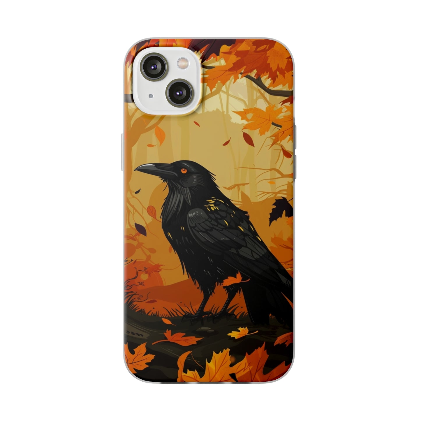 iPhone Flexi Case - Crow Fall Illustration