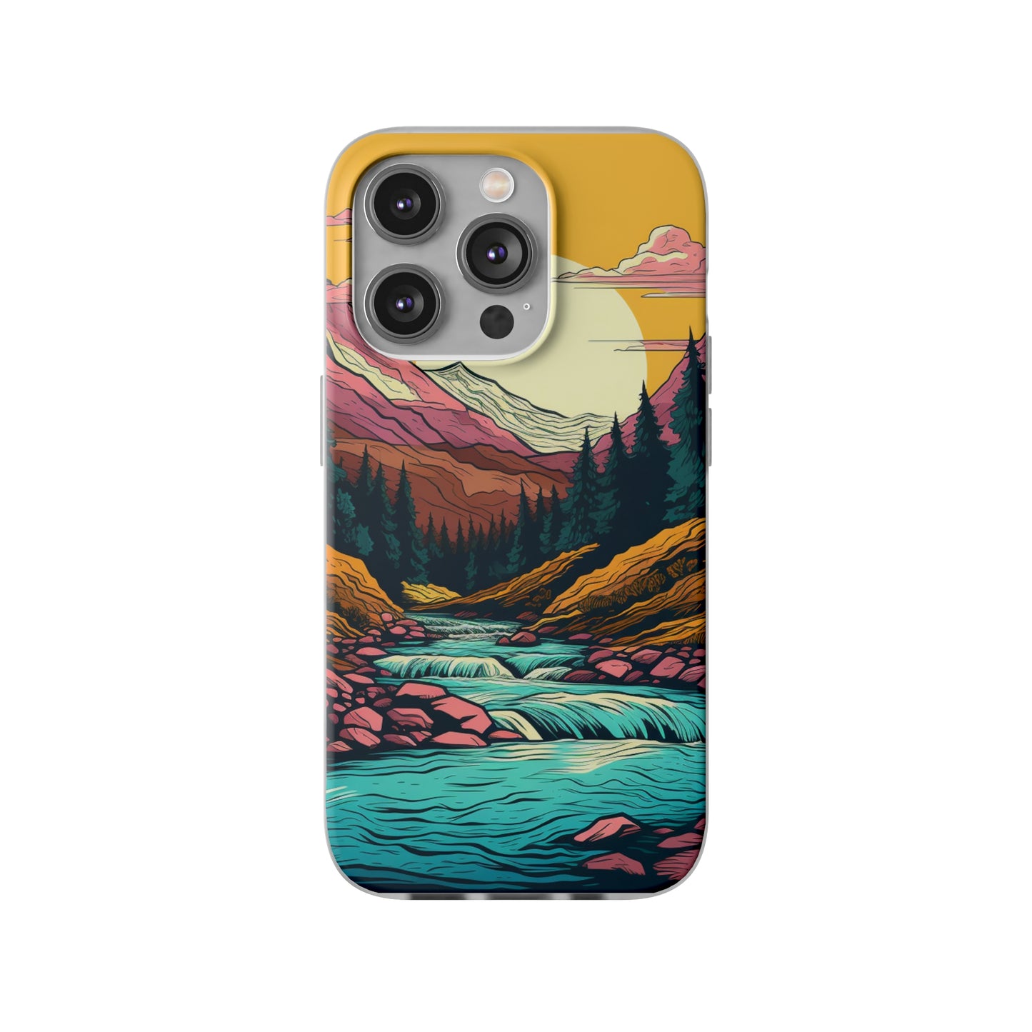 iPhone Flexi Case - Mountain Sunset with River 1