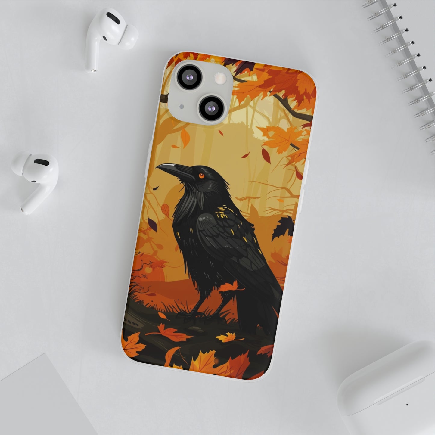 iPhone Flexi Case - Crow Fall Illustration