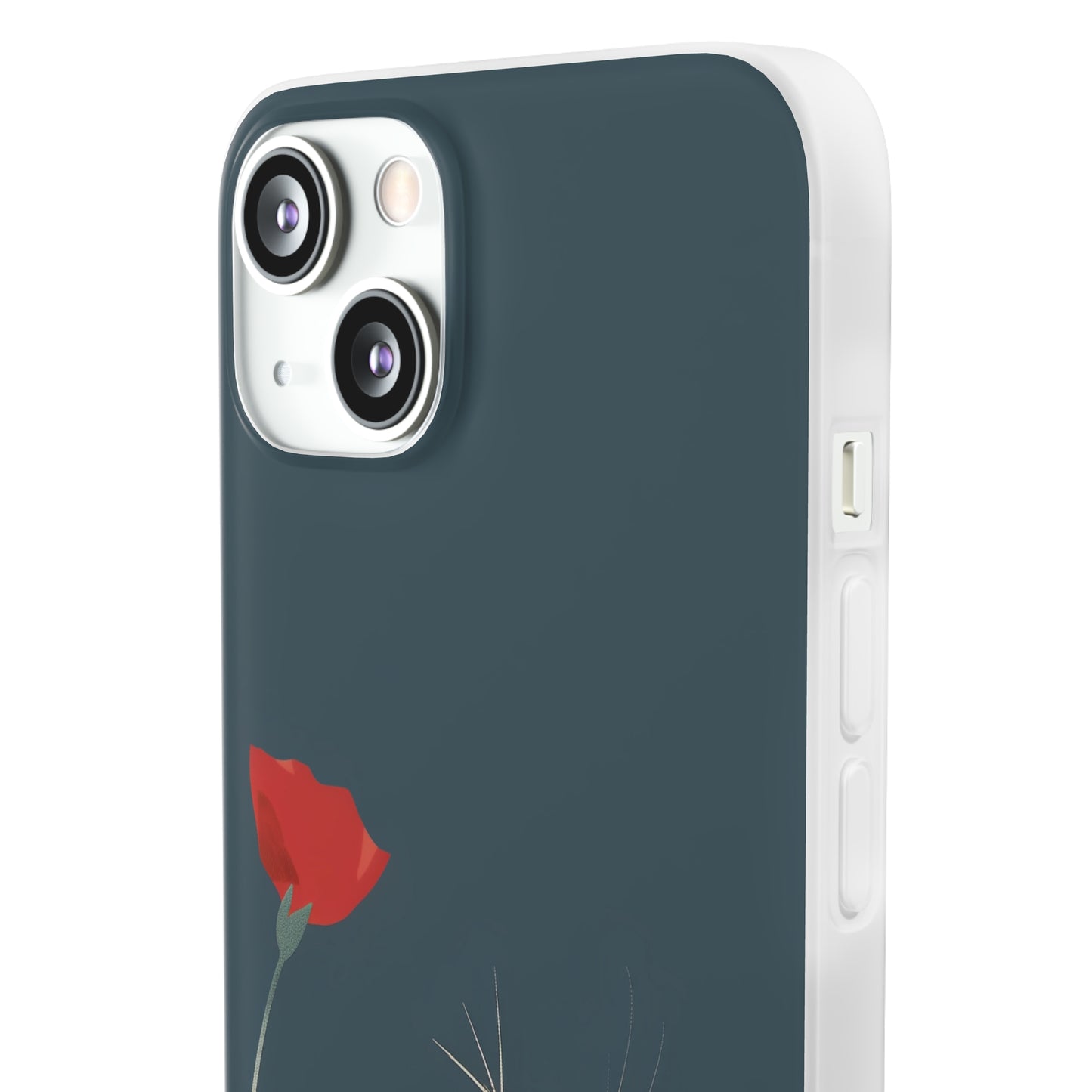 iPhone Flexi Case - White Cat Red Poppy, Perfect Gift For Cat Moms, Mothers Day, Birthday