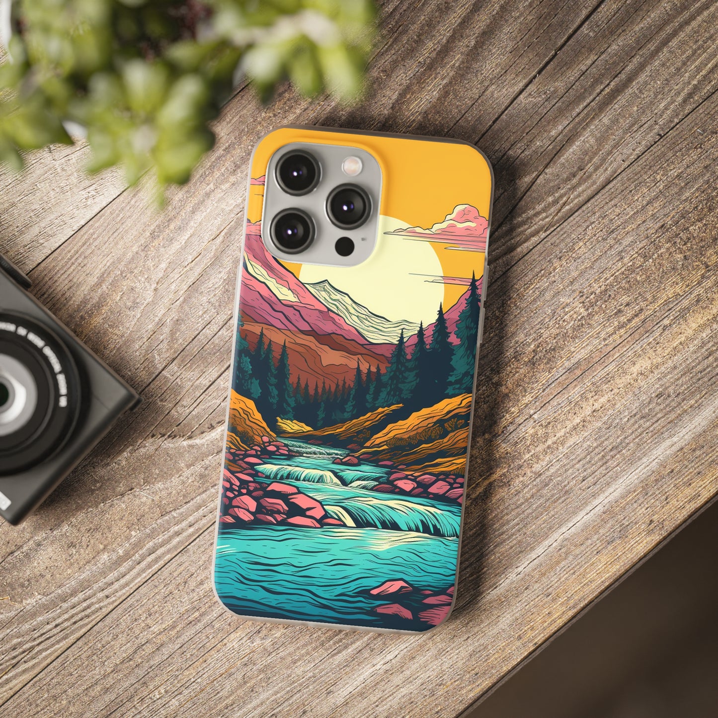 iPhone Flexi Case - Mountain Sunset with River 1