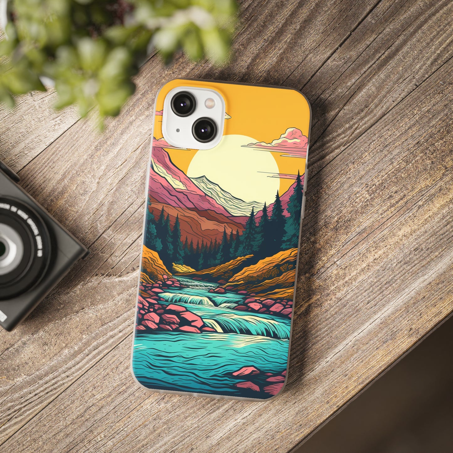 iPhone Flexi Case - Mountain Sunset with River 1