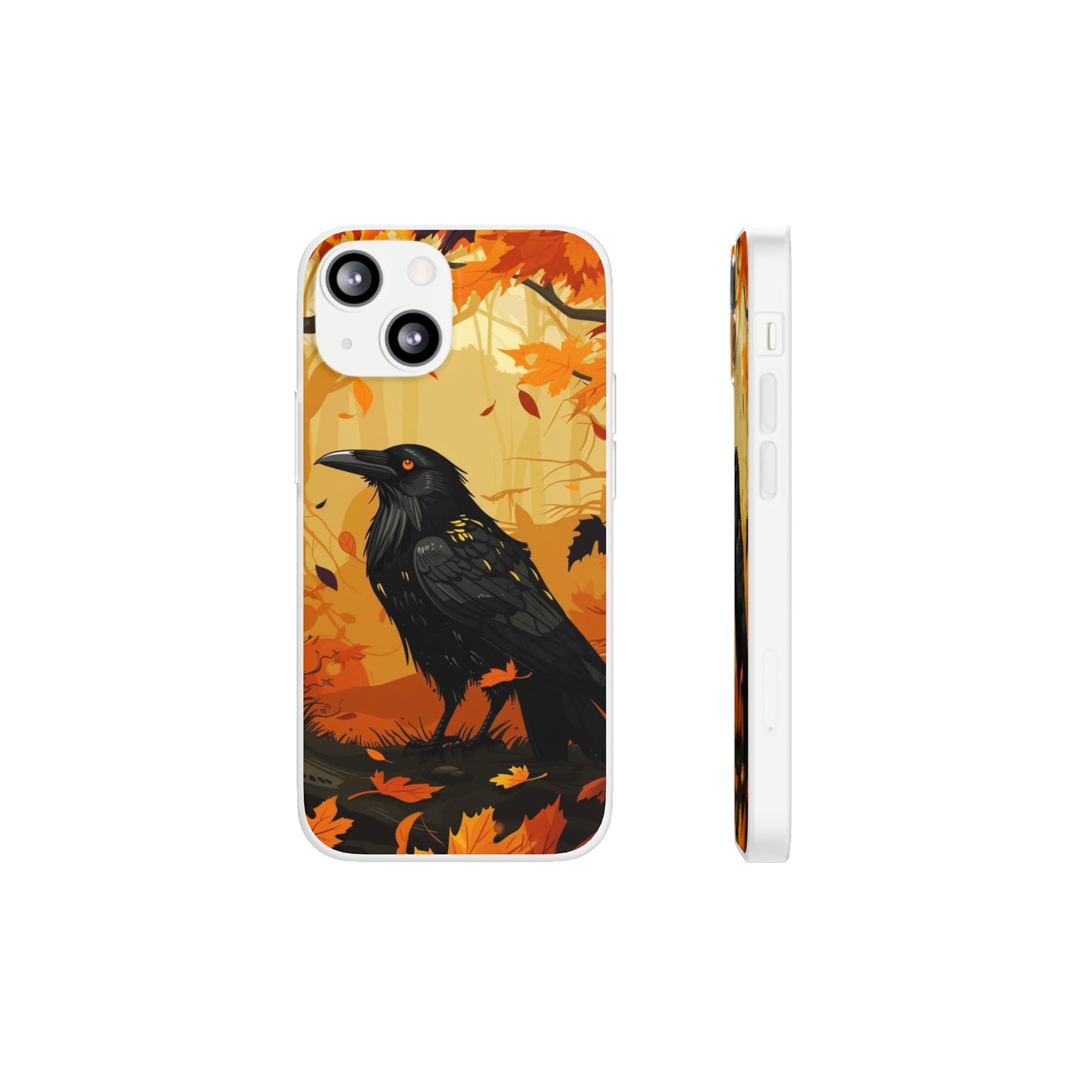 iPhone Flexi Case - Crow Fall Illustration