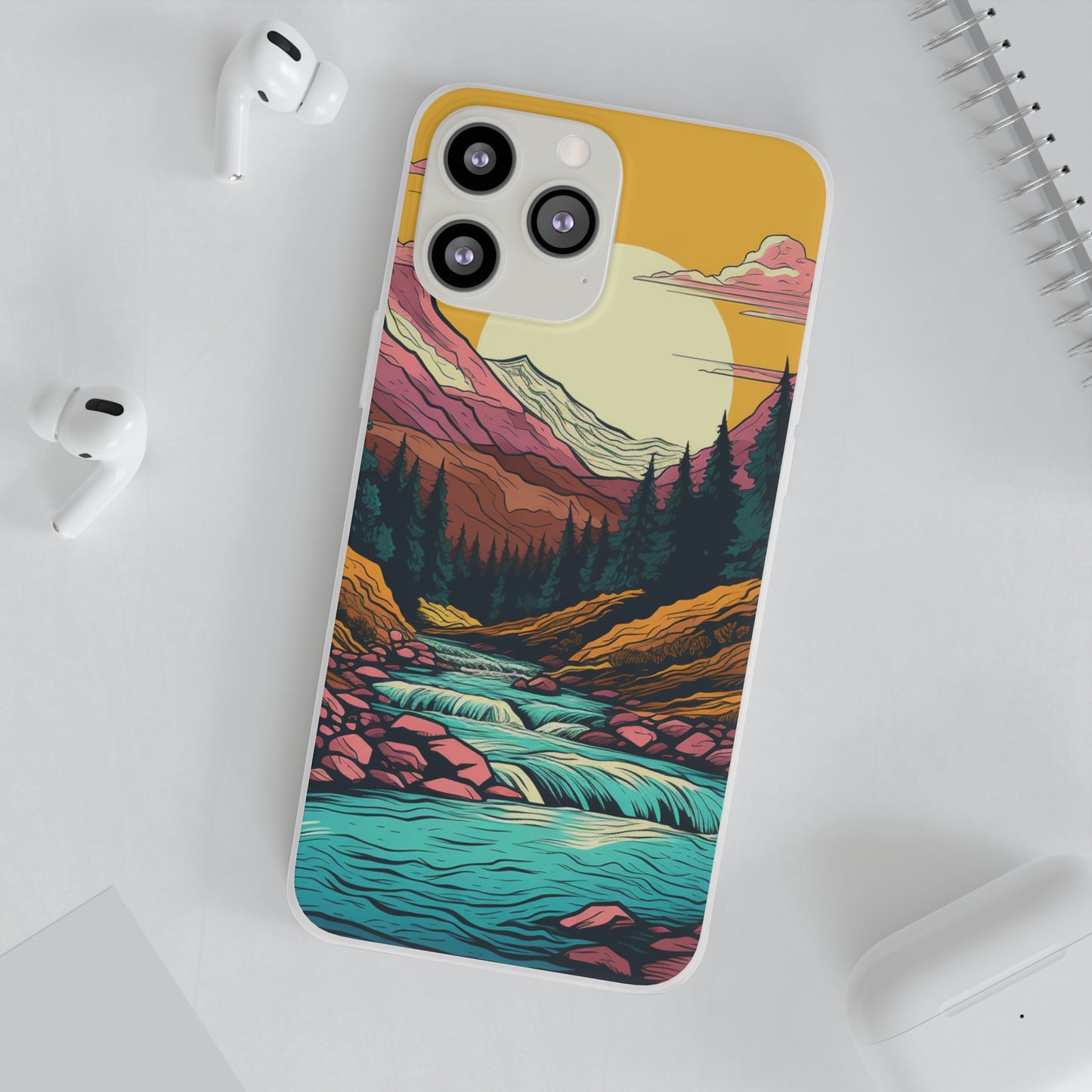 iPhone Flexi Case - Mountain Sunset with River 1
