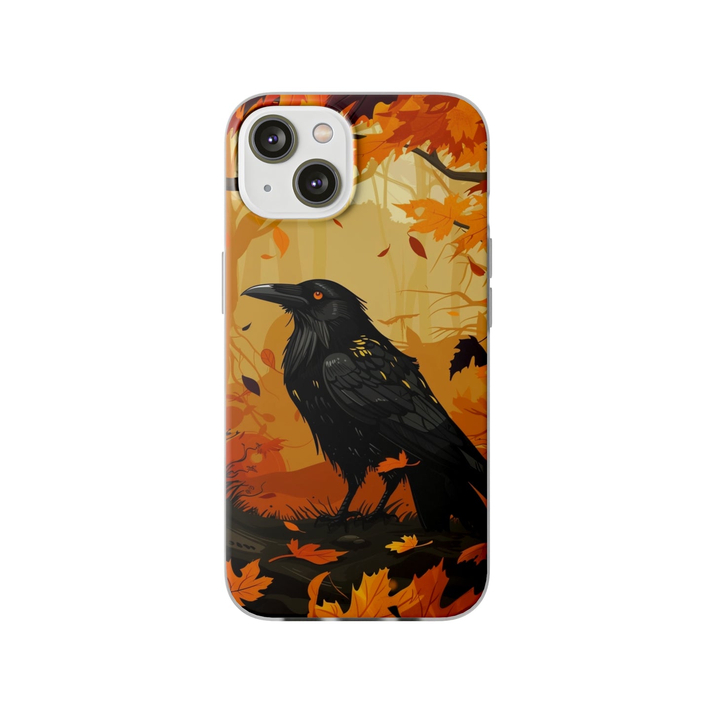 iPhone Flexi Case - Crow Fall Illustration