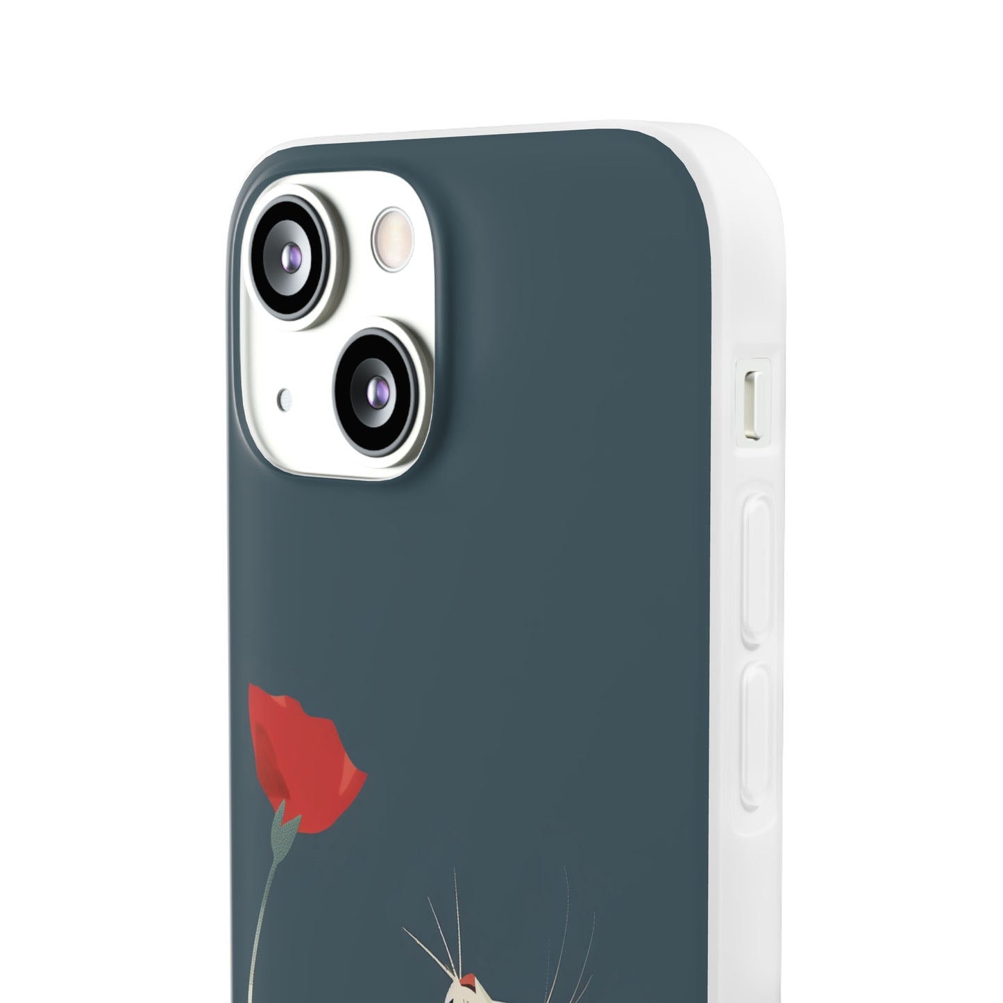 iPhone Flexi Case - White Cat Red Poppy, Perfect Gift For Cat Moms, Mothers Day, Birthday