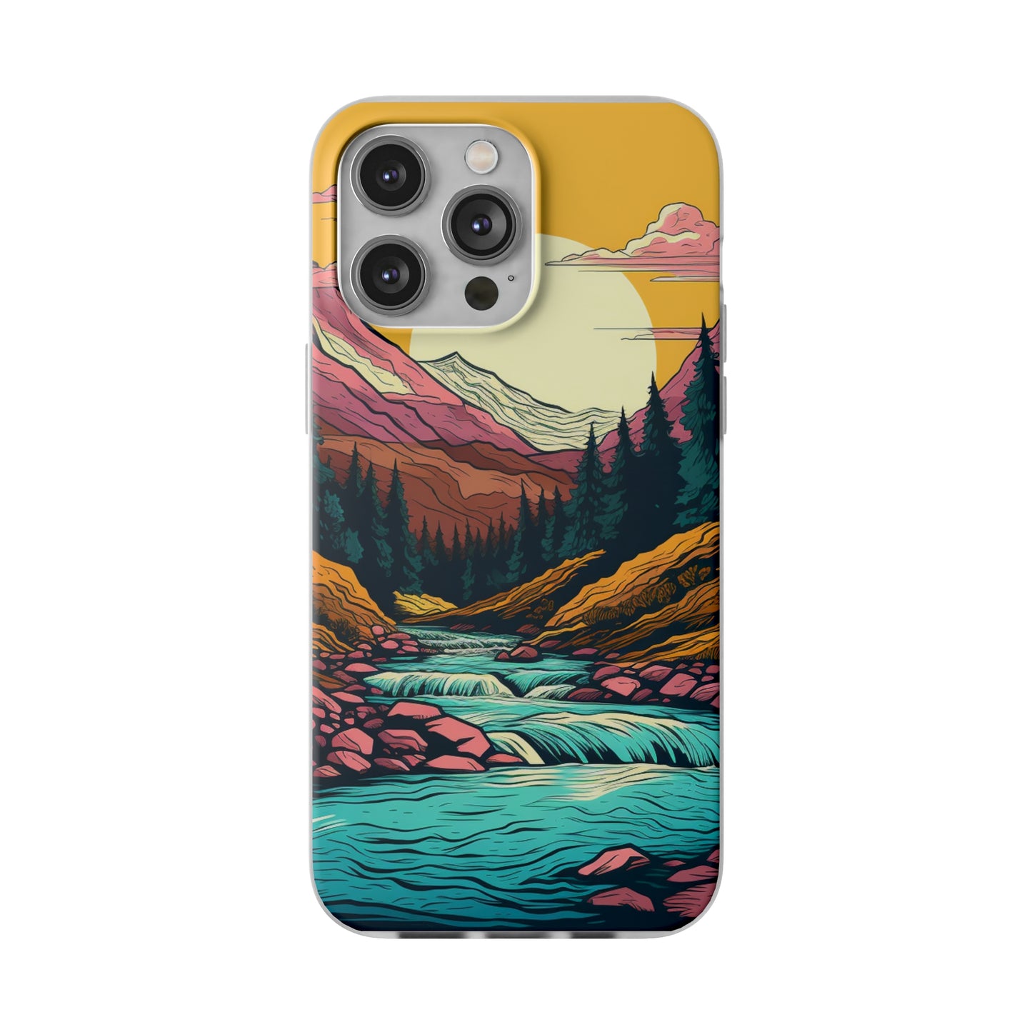 iPhone Flexi Case - Mountain Sunset with River 1
