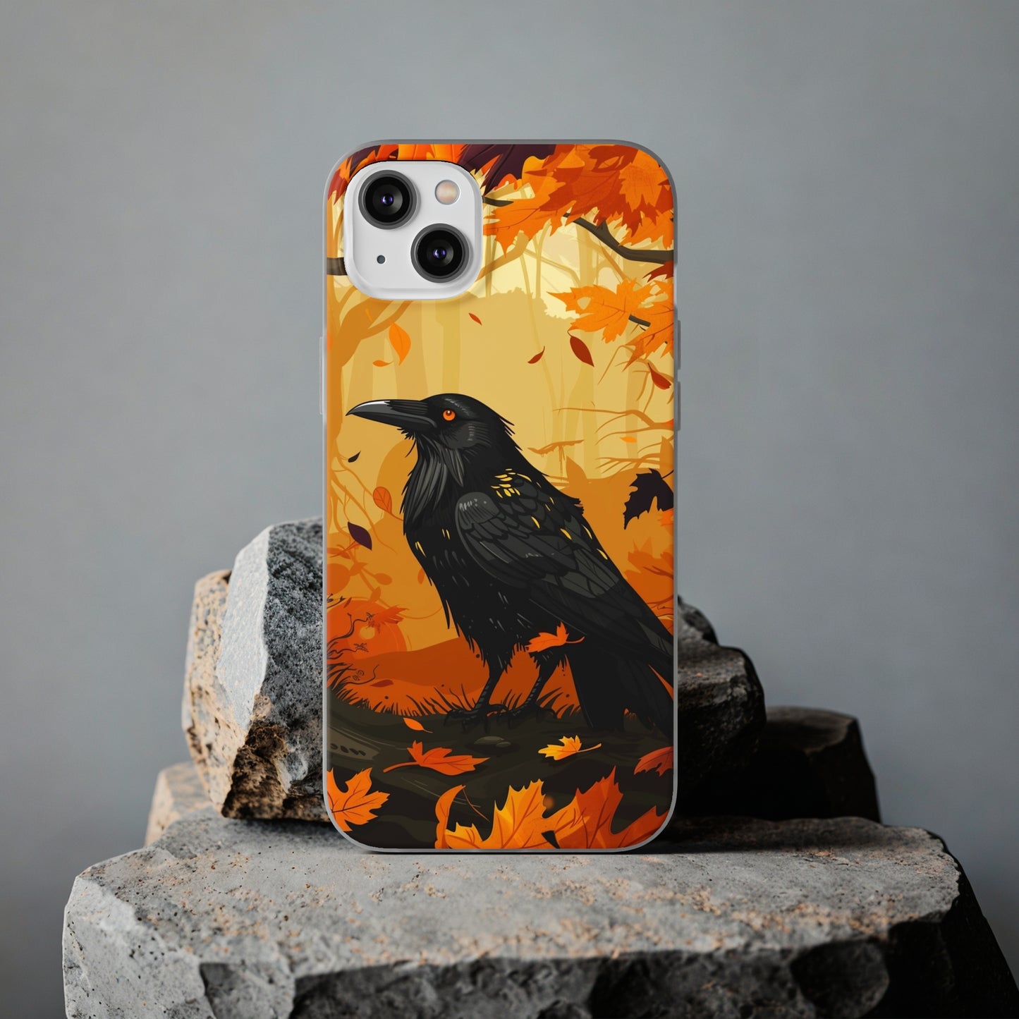 iPhone Flexi Case - Crow Fall Illustration