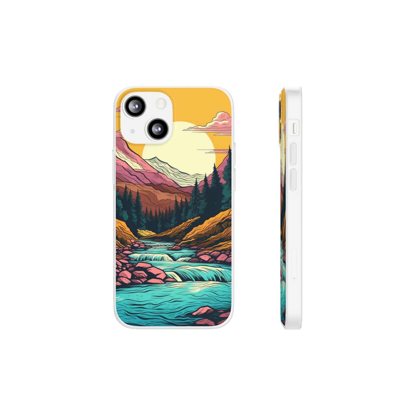 iPhone Flexi Case - Mountain Sunset with River 1