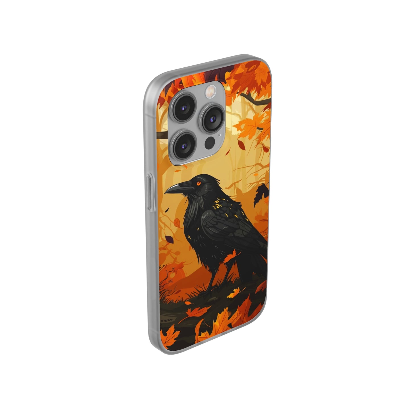 iPhone Flexi Case - Crow Fall Illustration