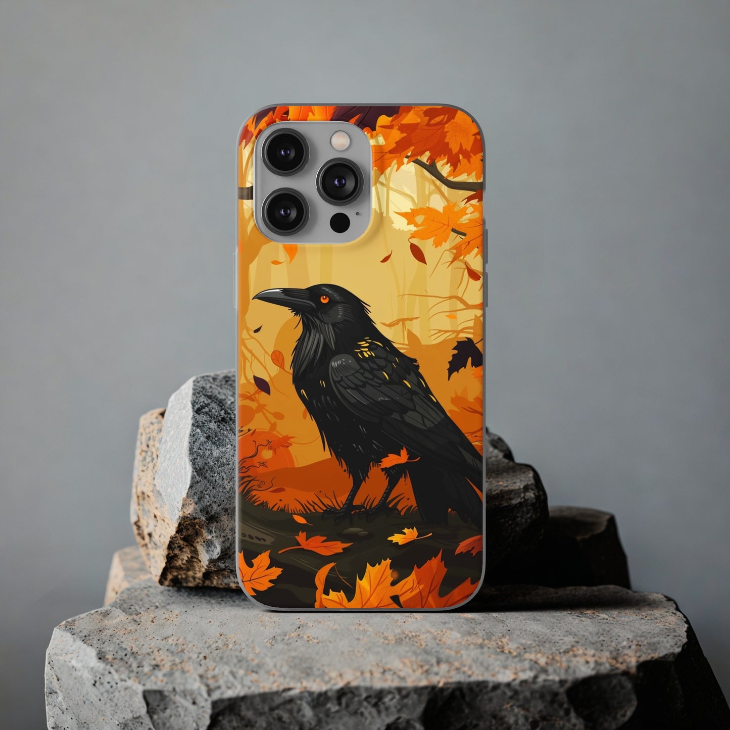 iPhone Flexi Case - Crow Fall Illustration
