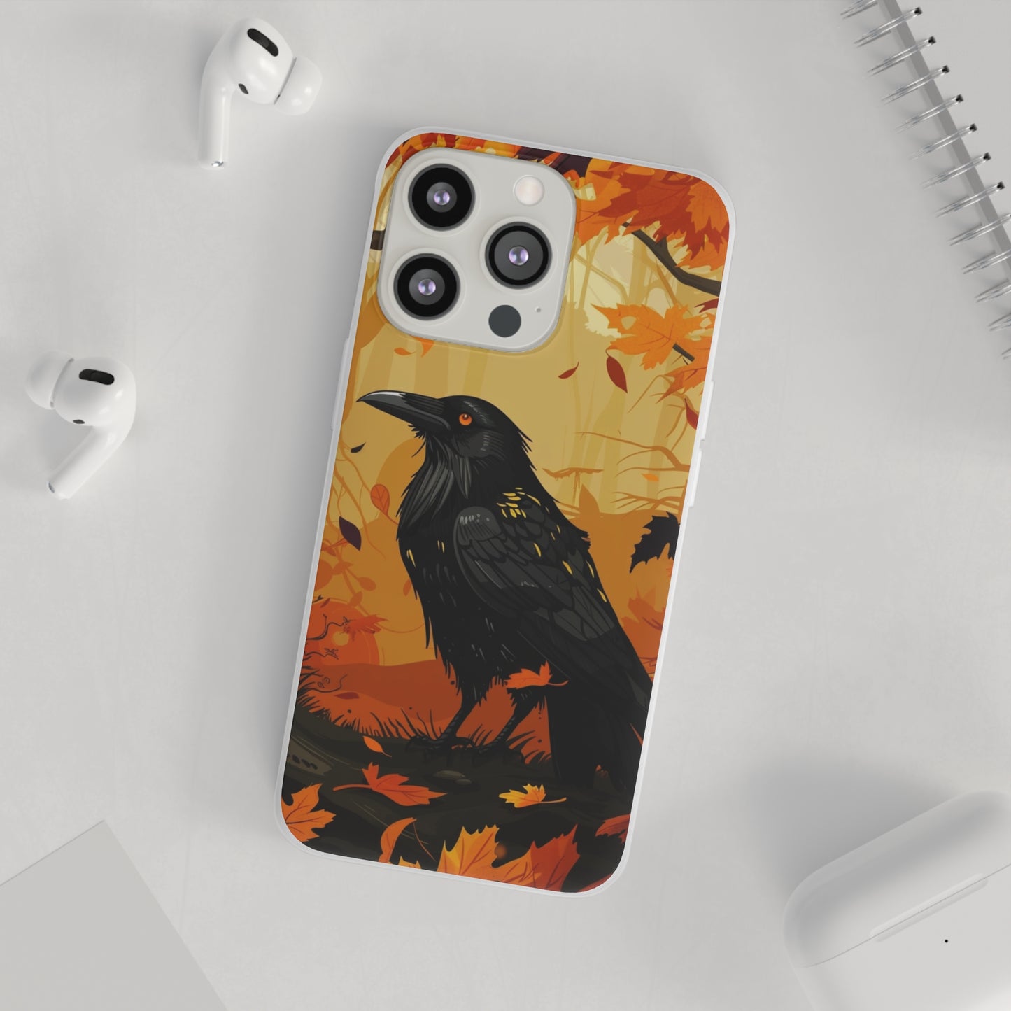 iPhone Flexi Case - Crow Fall Illustration