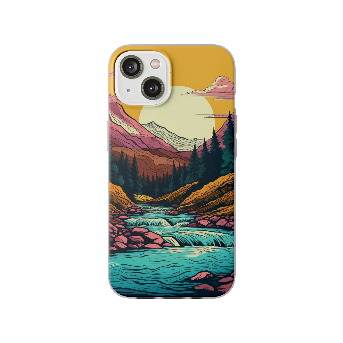 iPhone Flexi Case - Mountain Sunset with River 1
