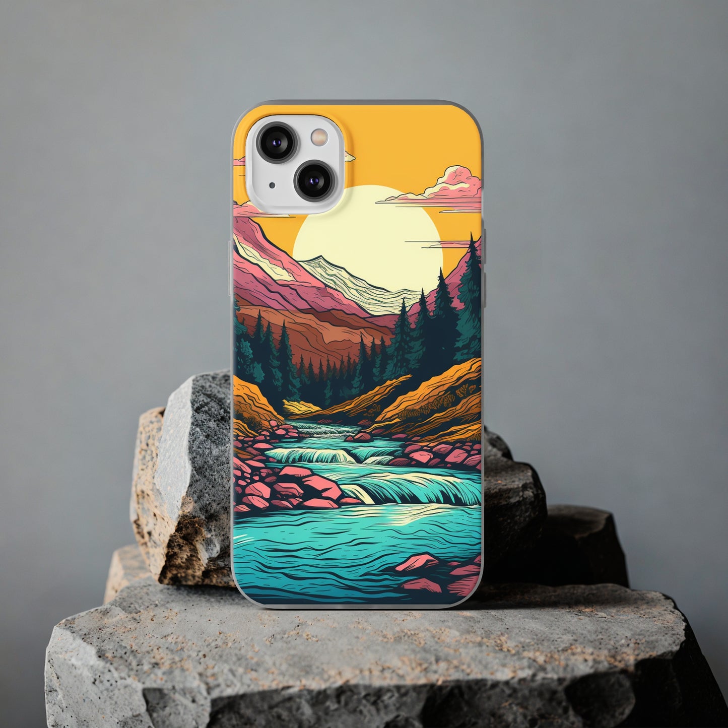 iPhone Flexi Case - Mountain Sunset with River 1