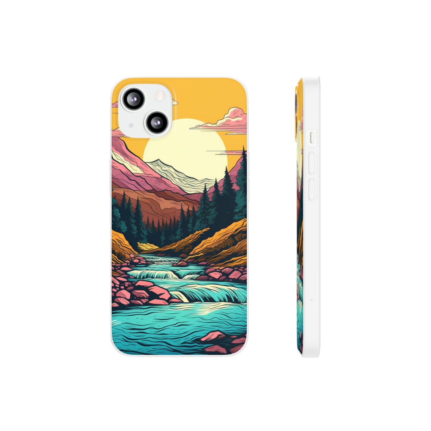 iPhone Flexi Case - Mountain Sunset with River 1