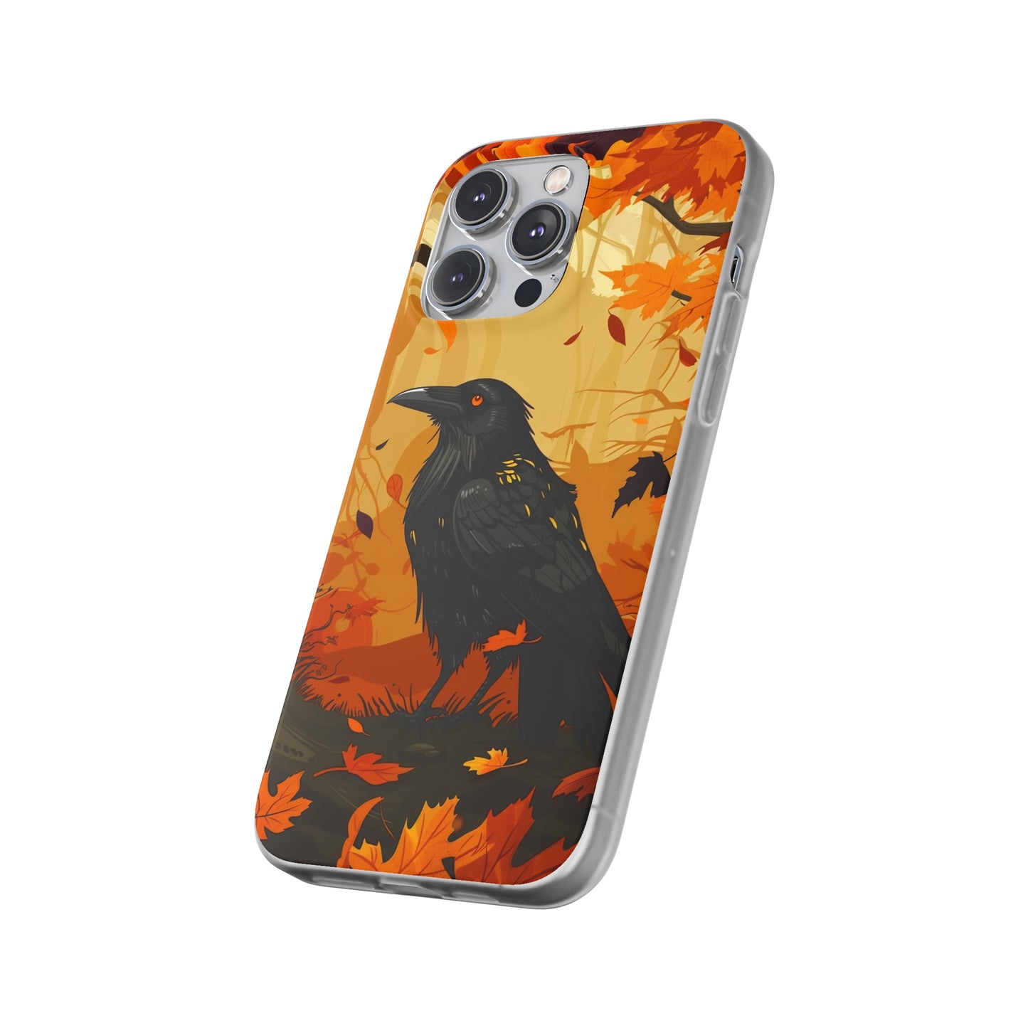 iPhone Flexi Case - Crow Fall Illustration