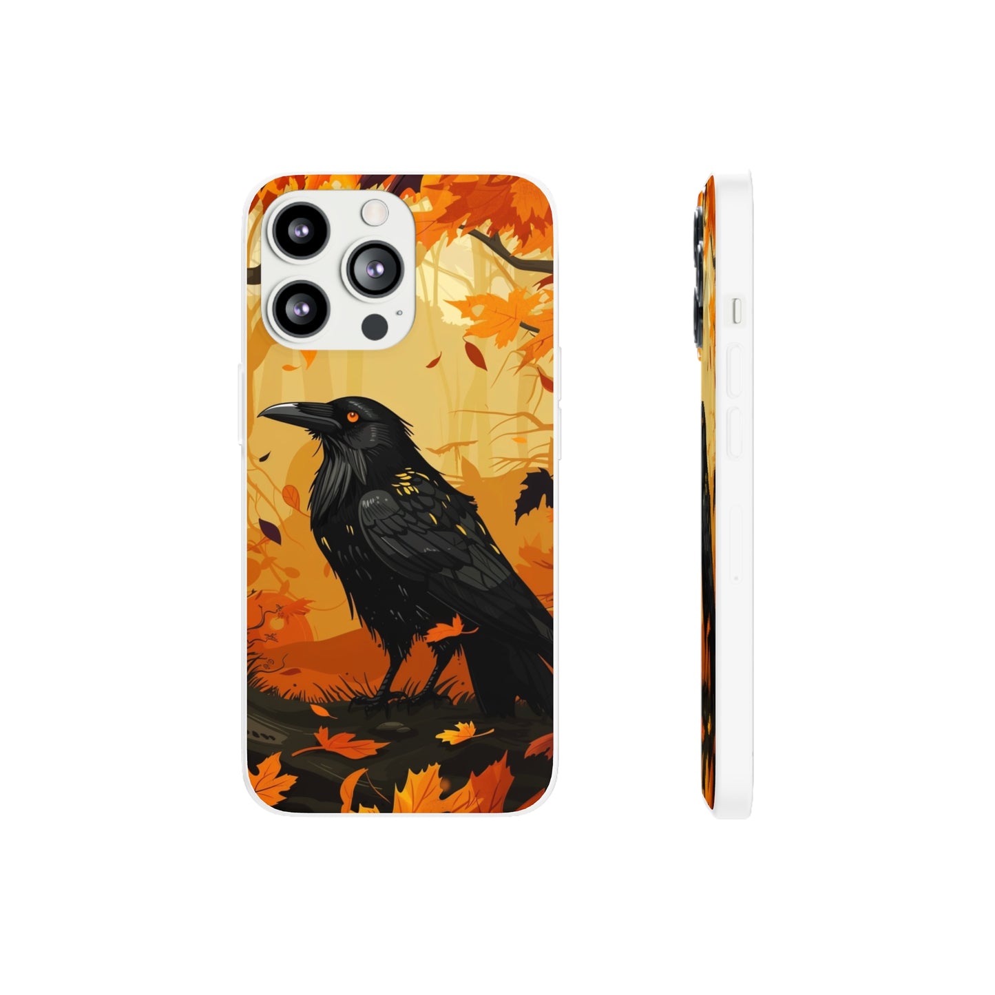 iPhone Flexi Case - Crow Fall Illustration