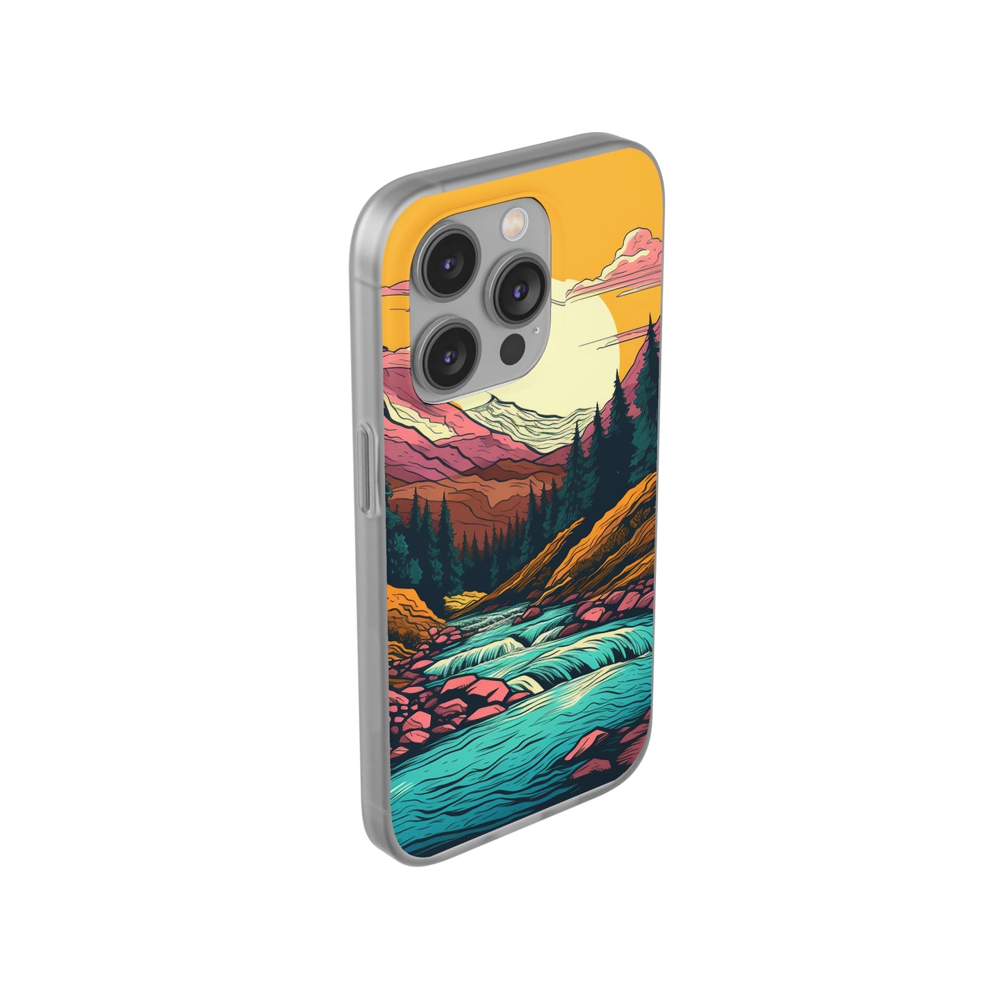 iPhone Flexi Case - Mountain Sunset with River 1