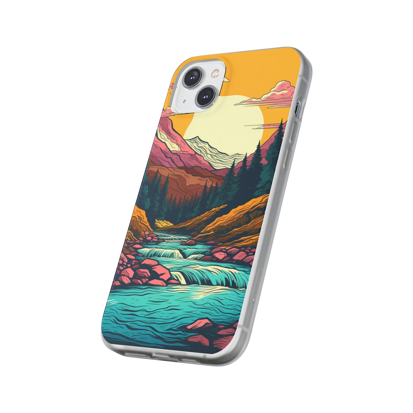 iPhone Flexi Case - Mountain Sunset with River 1