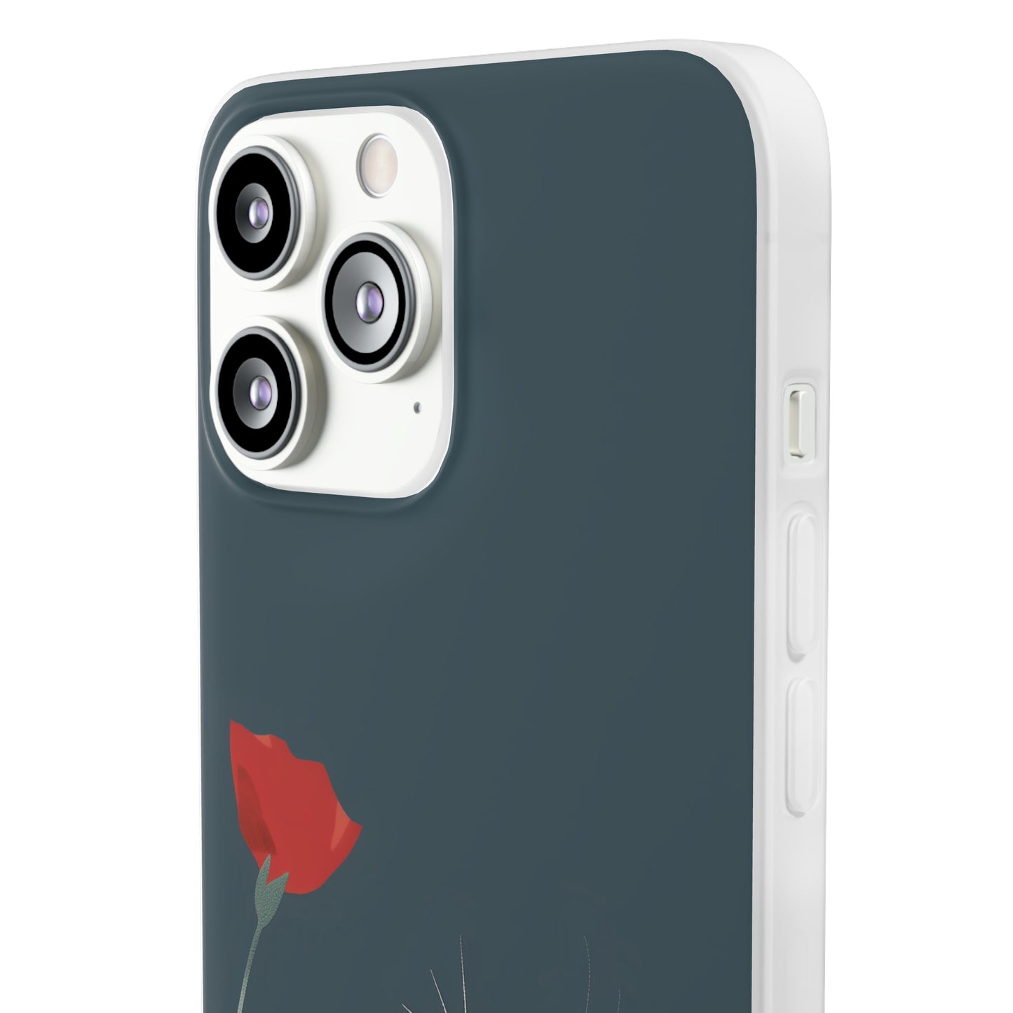 iPhone Flexi Case - White Cat Red Poppy, Perfect Gift For Cat Moms, Mothers Day, Birthday