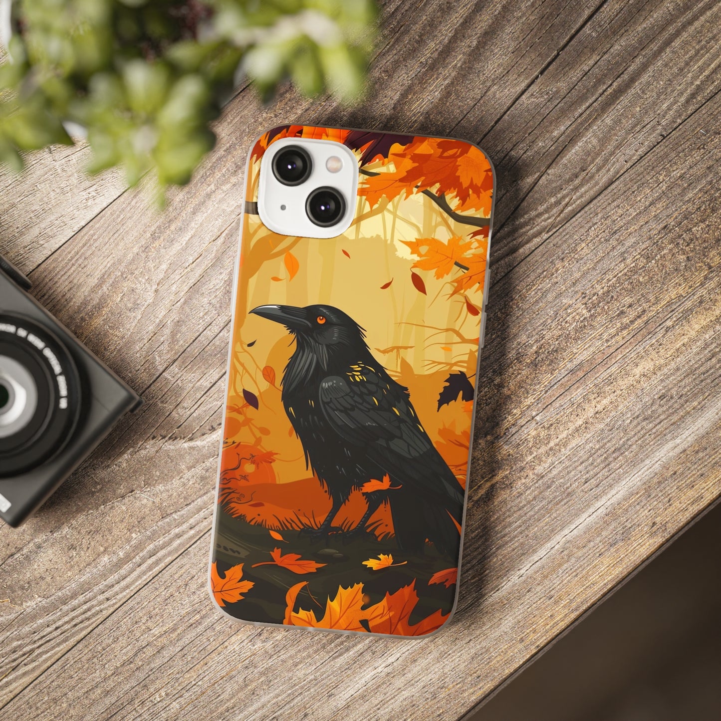 iPhone Flexi Case - Crow Fall Illustration
