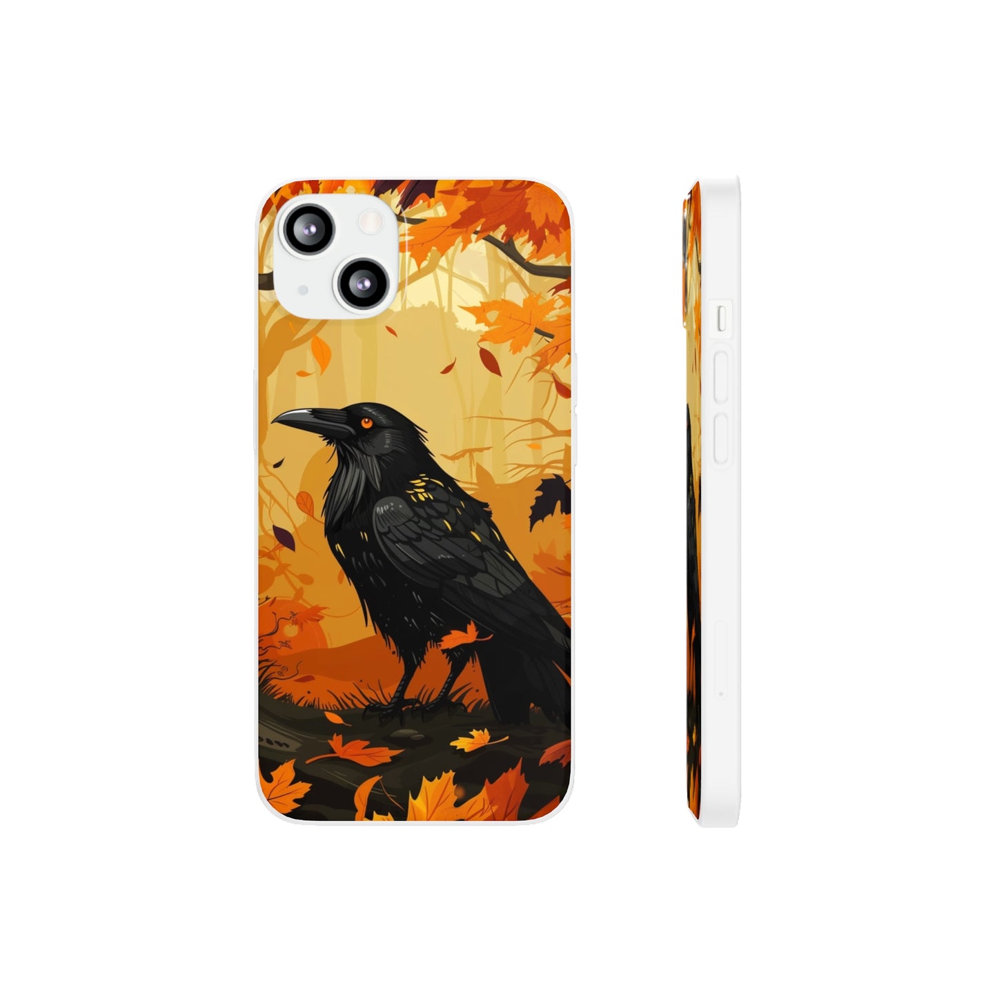 iPhone Flexi Case - Crow Fall Illustration
