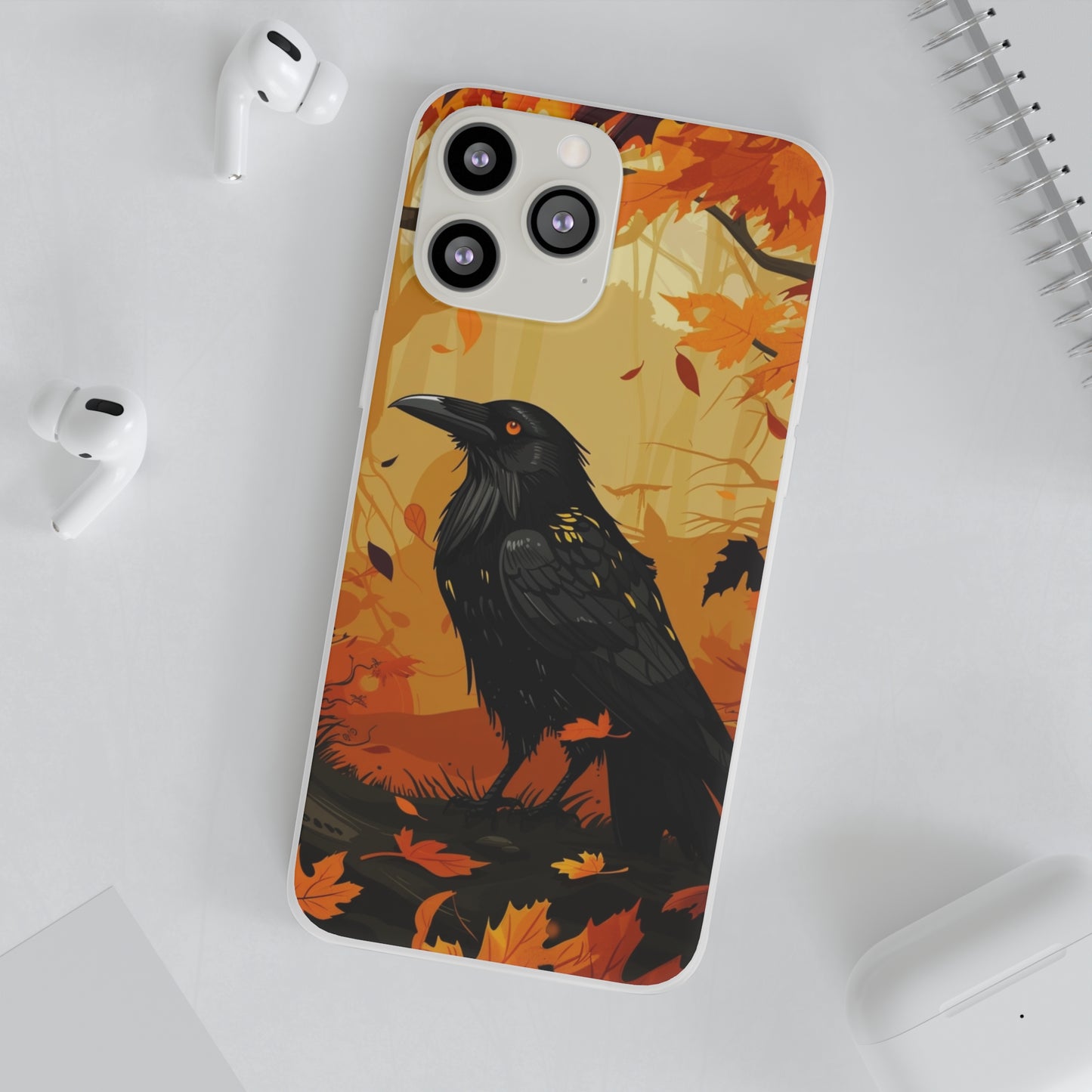 iPhone Flexi Case - Crow Fall Illustration