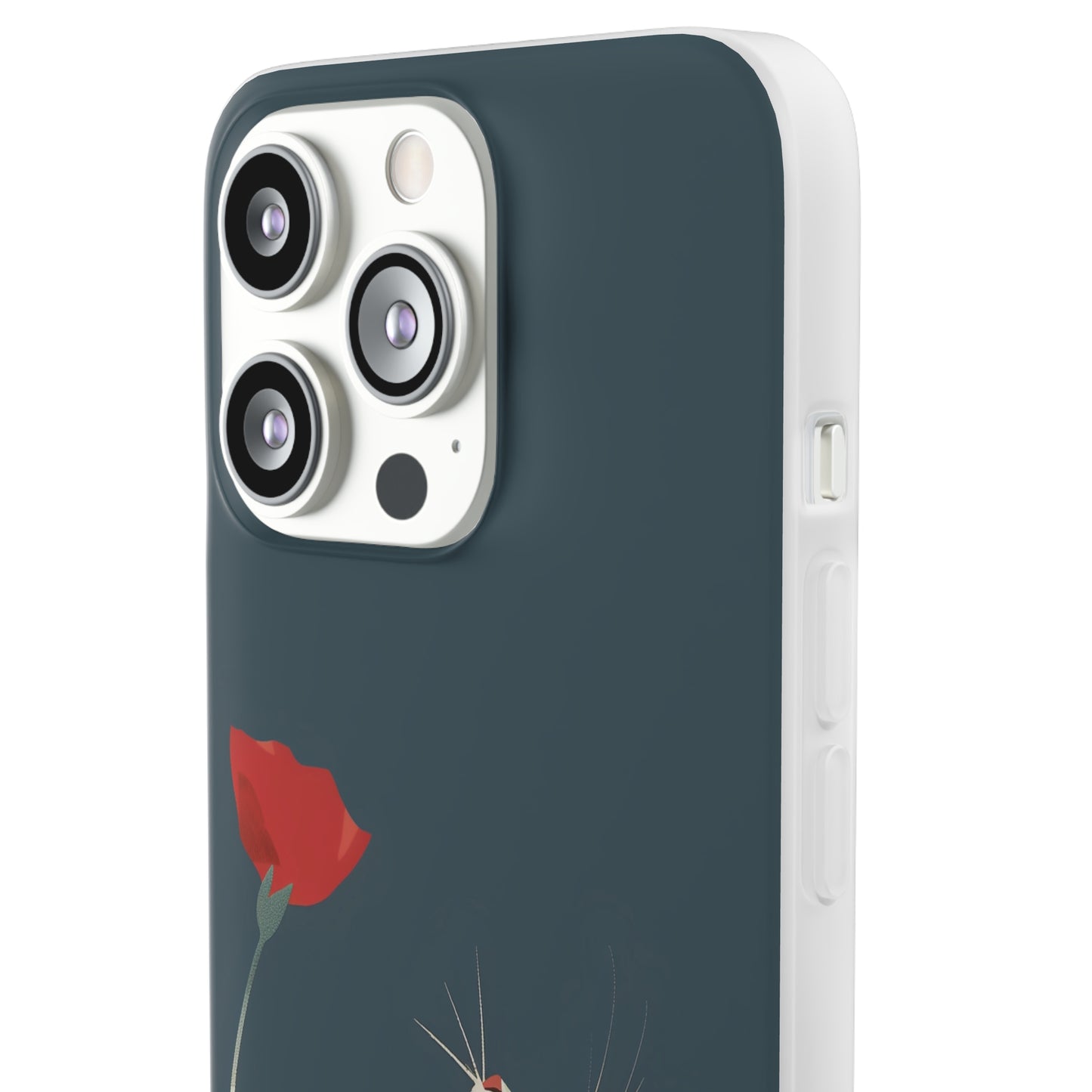 iPhone Flexi Case - White Cat Red Poppy, Perfect Gift For Cat Moms, Mothers Day, Birthday