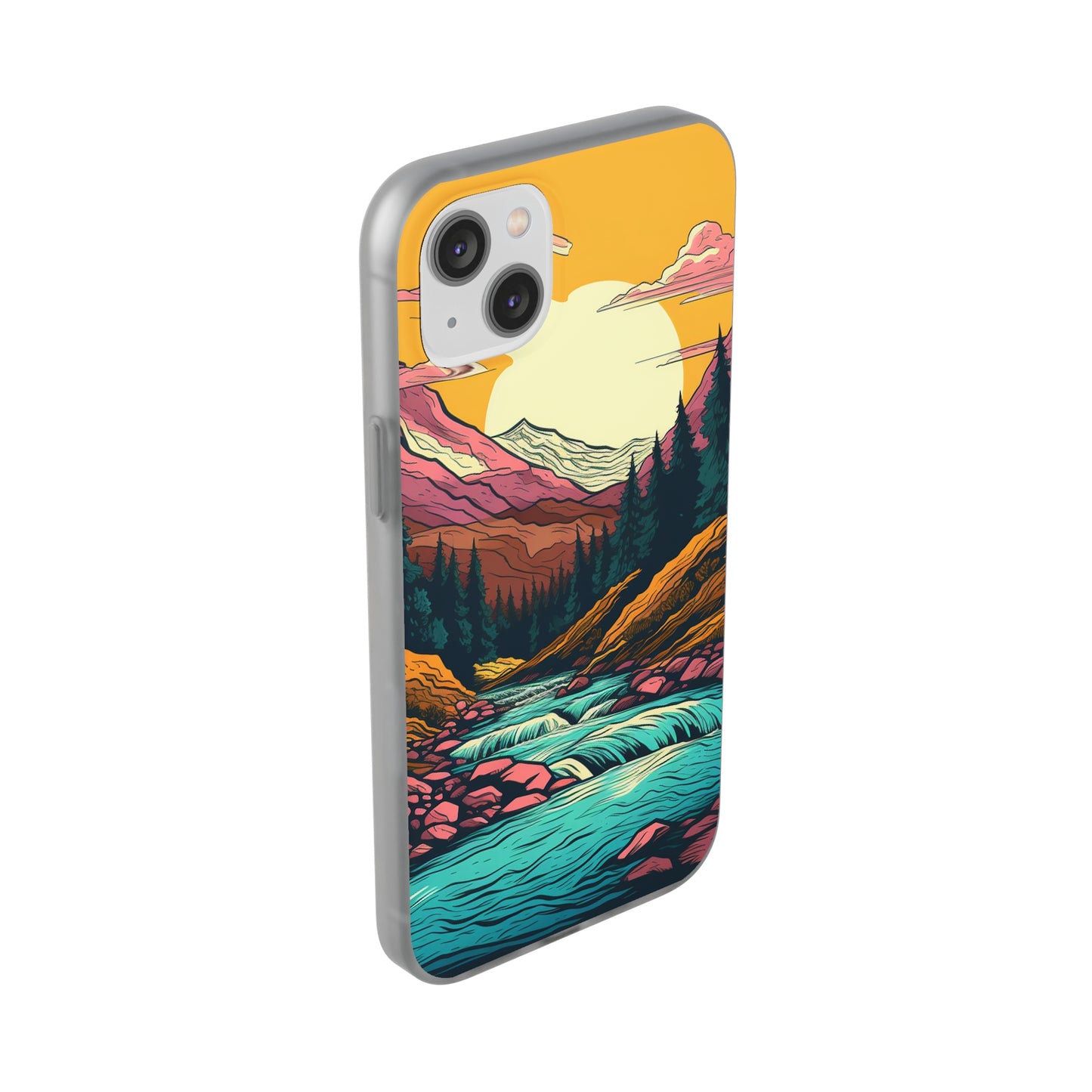 iPhone Flexi Case - Mountain Sunset with River 1