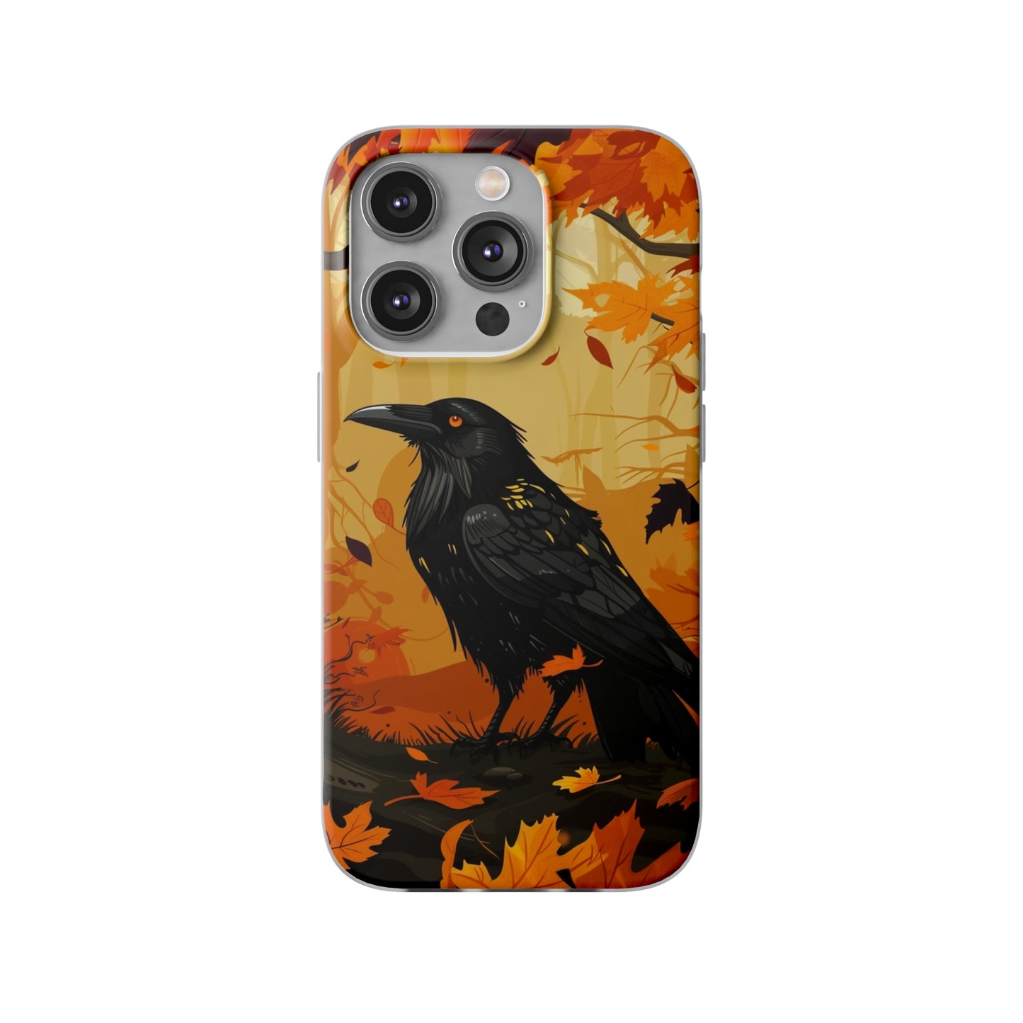 iPhone Flexi Case - Crow Fall Illustration