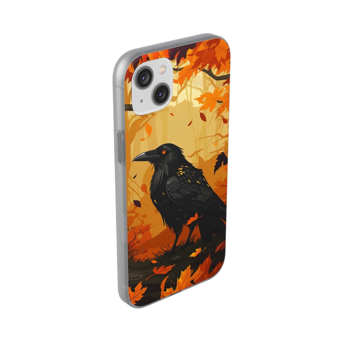 iPhone Flexi Case - Crow Fall Illustration