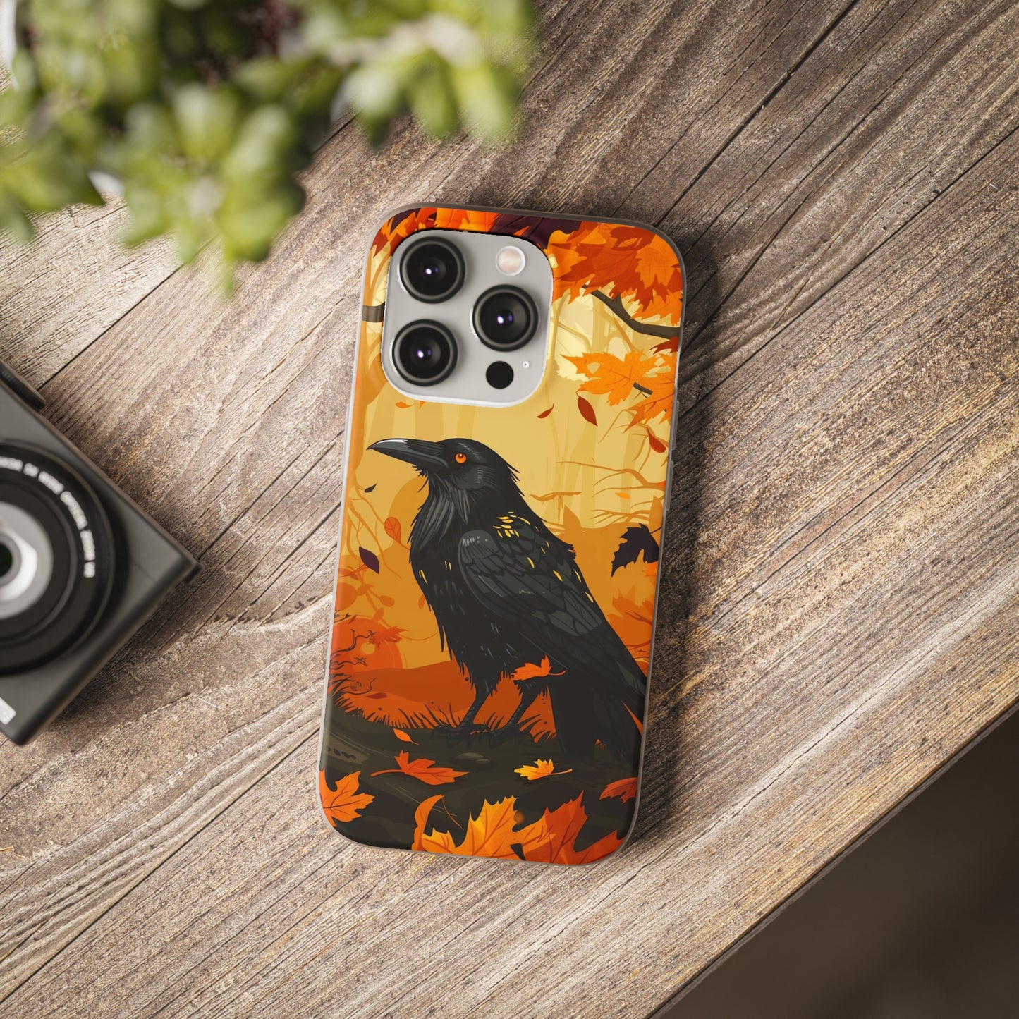 iPhone Flexi Case - Crow Fall Illustration
