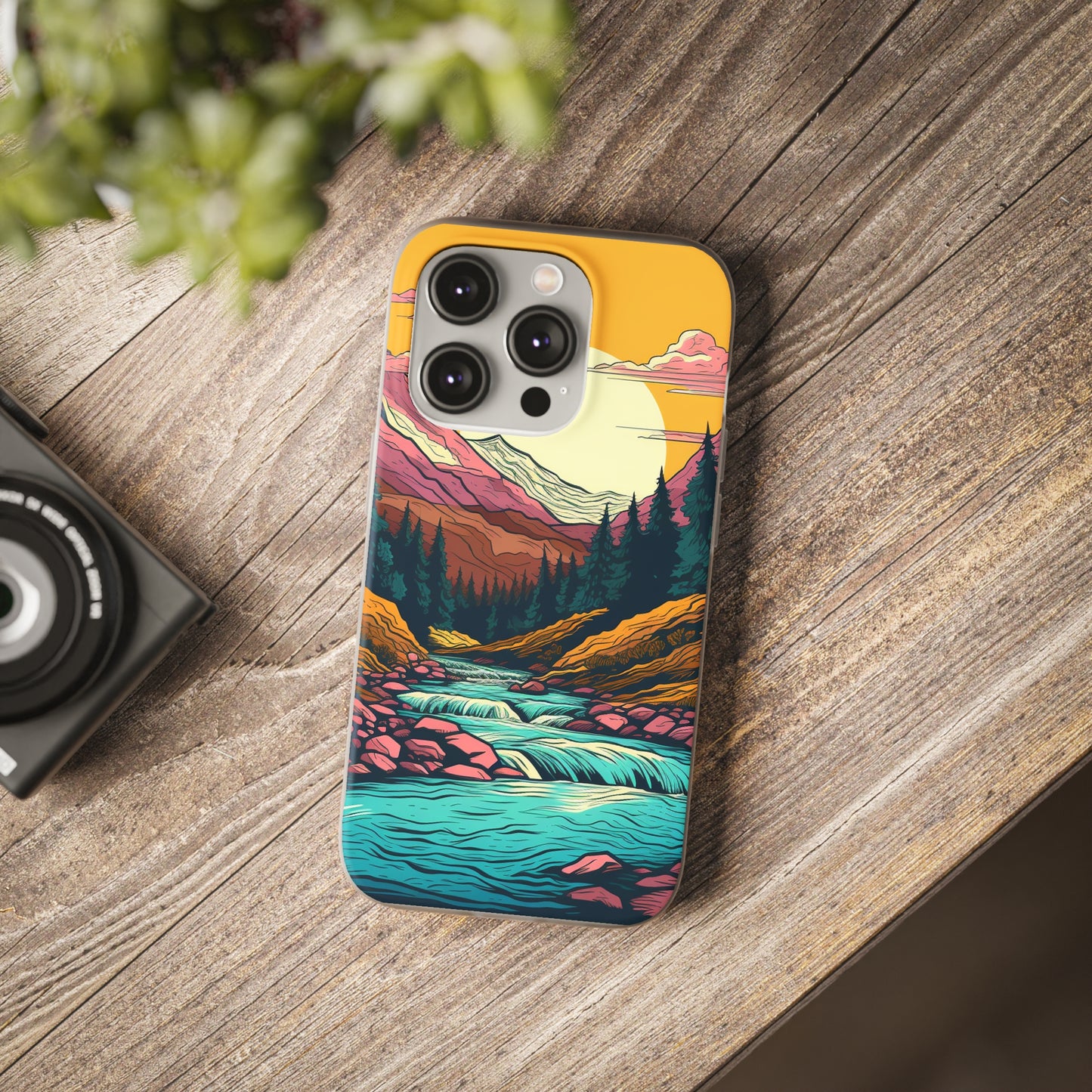 iPhone Flexi Case - Mountain Sunset with River 1