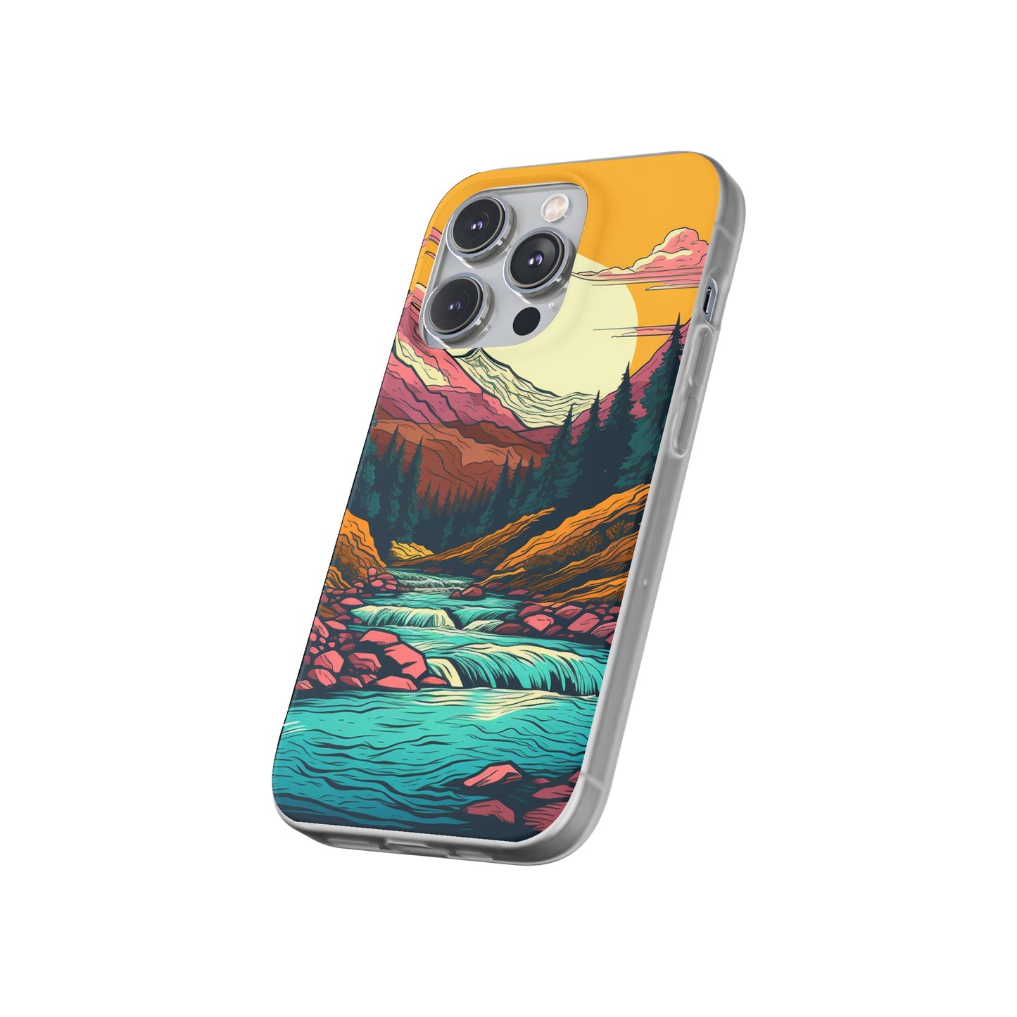 iPhone Flexi Case - Mountain Sunset with River 1