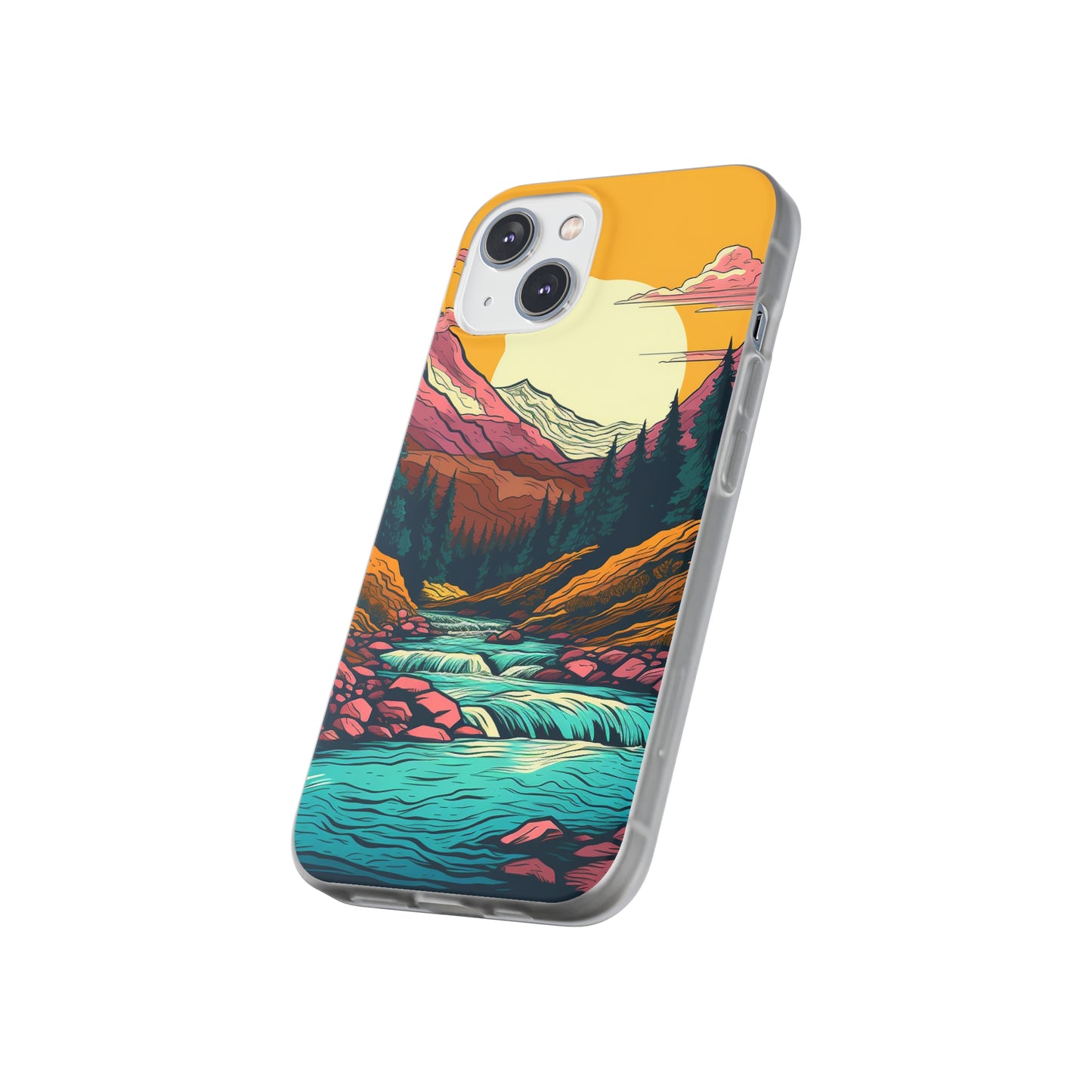 iPhone Flexi Case - Mountain Sunset with River 1