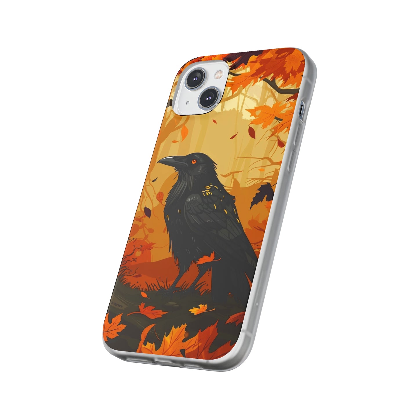 iPhone Flexi Case - Crow Fall Illustration