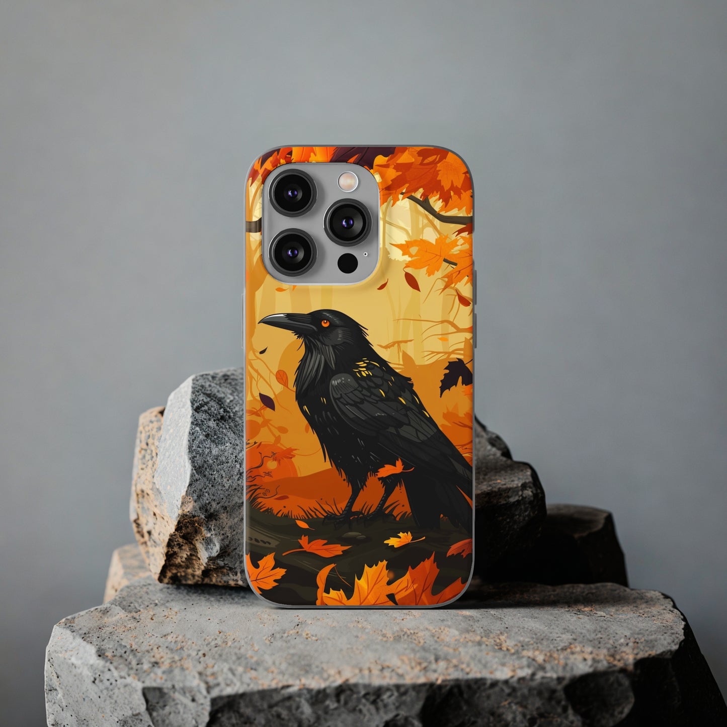 iPhone Flexi Case - Crow Fall Illustration