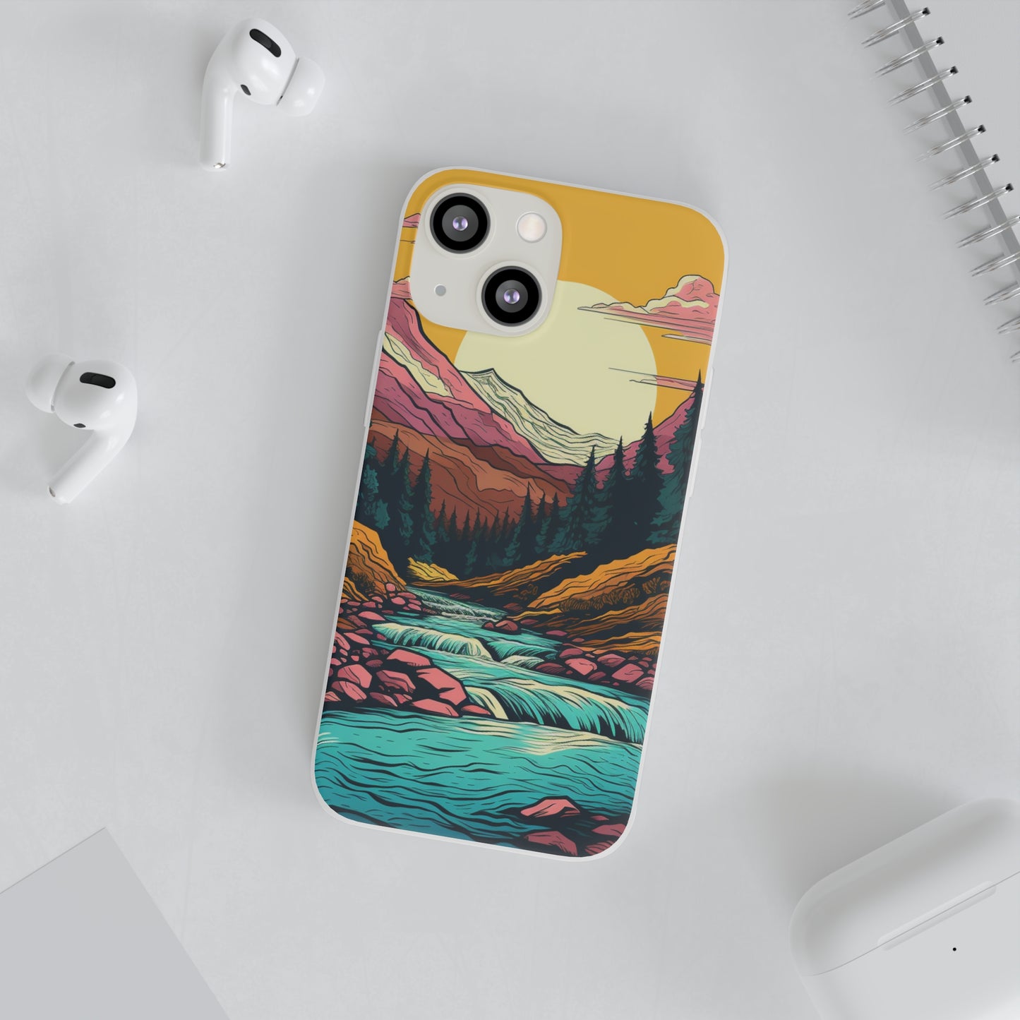 iPhone Flexi Case - Mountain Sunset with River 1