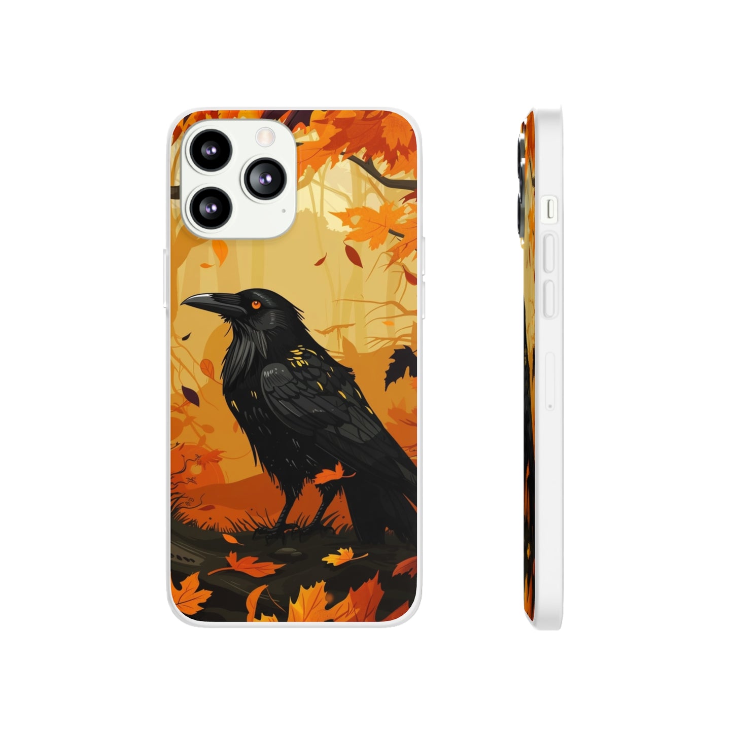 iPhone Flexi Case - Crow Fall Illustration