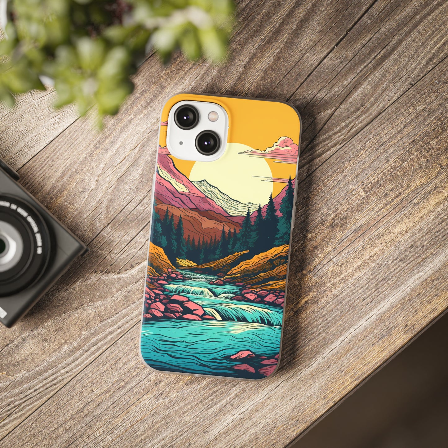 iPhone Flexi Case - Mountain Sunset with River 1