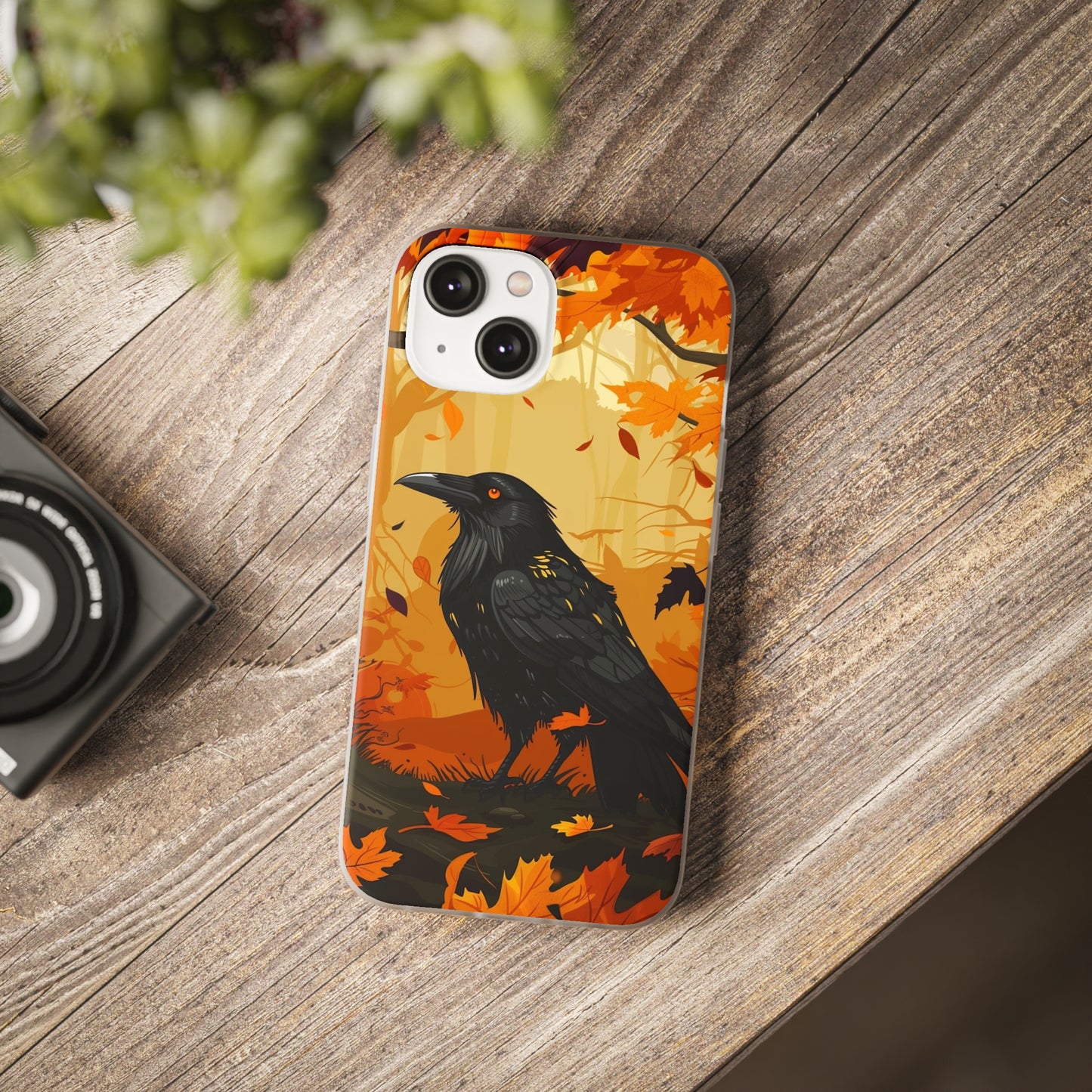 iPhone Flexi Case - Crow Fall Illustration