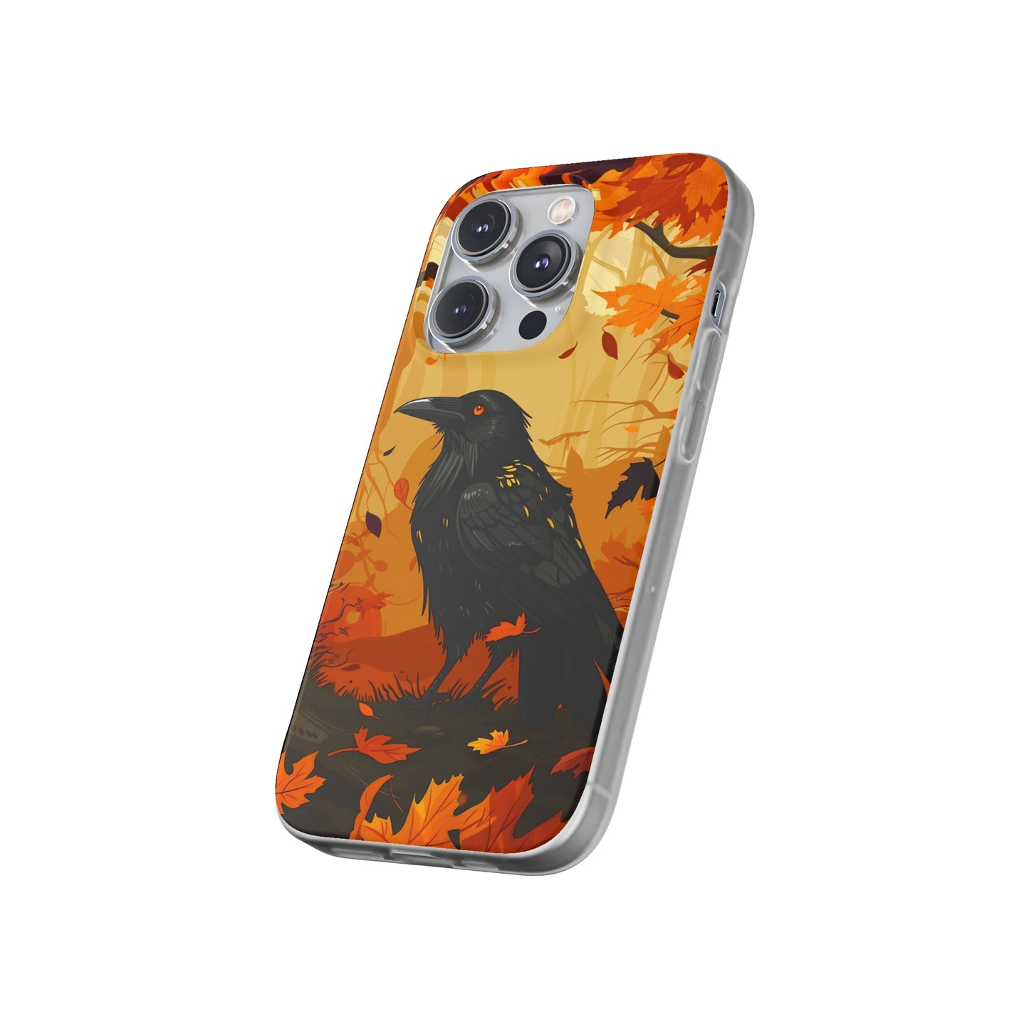 iPhone Flexi Case - Crow Fall Illustration