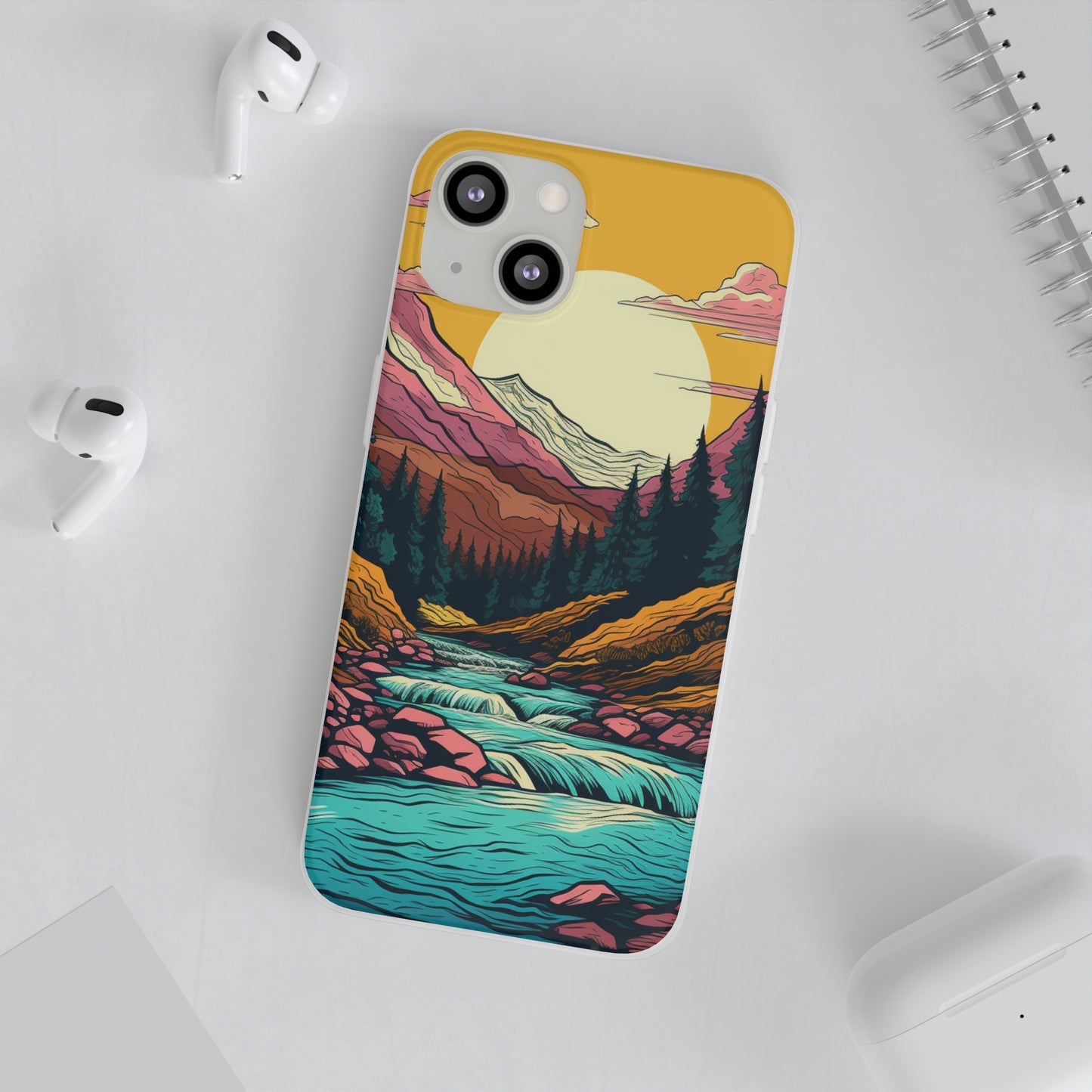 iPhone Flexi Case - Mountain Sunset with River 1