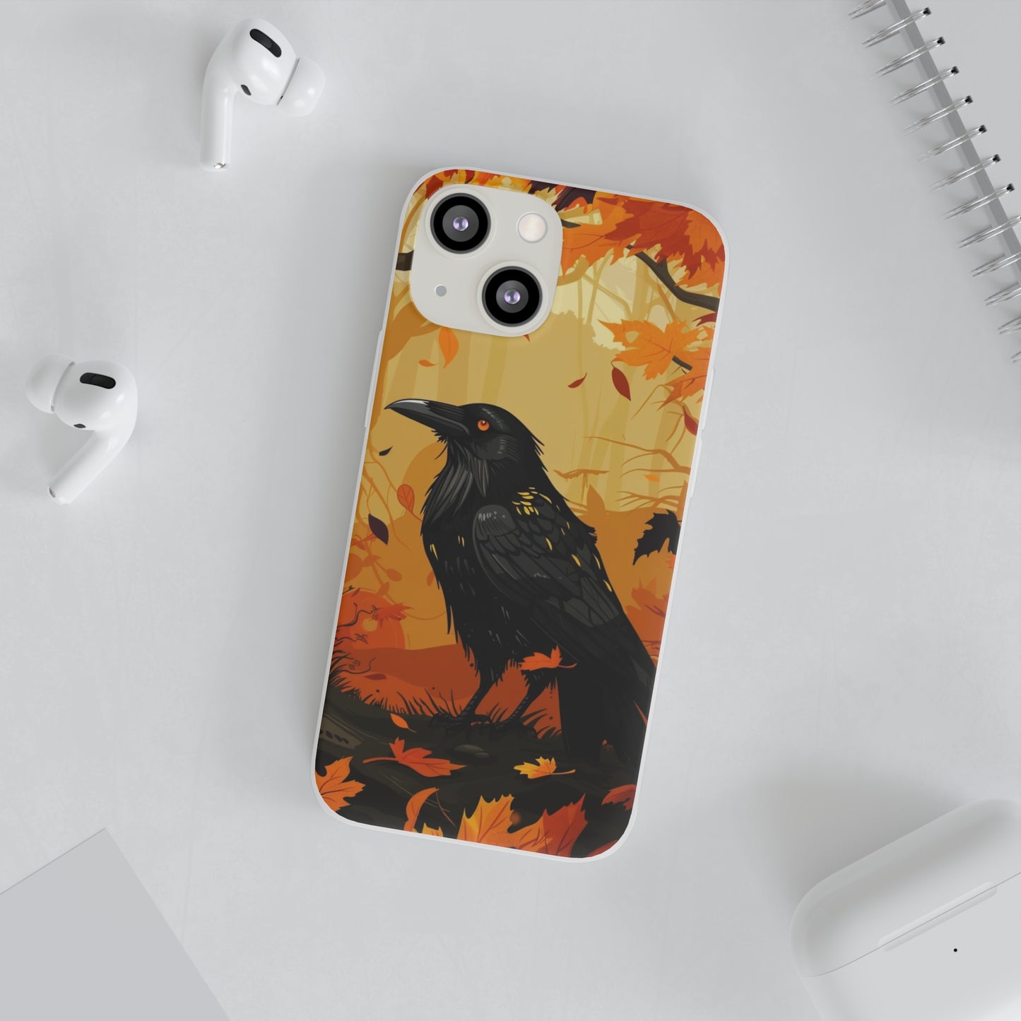 iPhone Flexi Case - Crow Fall Illustration