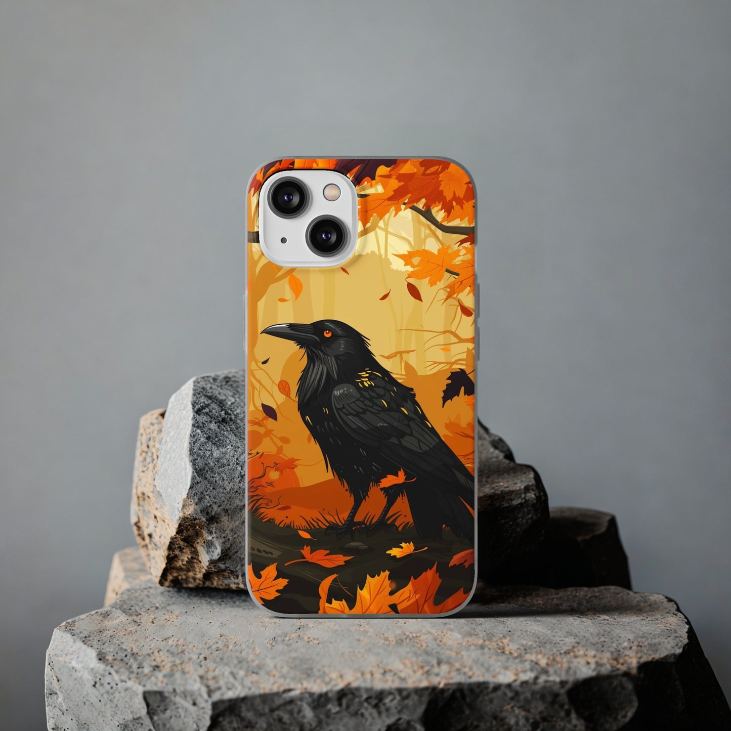 iPhone Flexi Case - Crow Fall Illustration