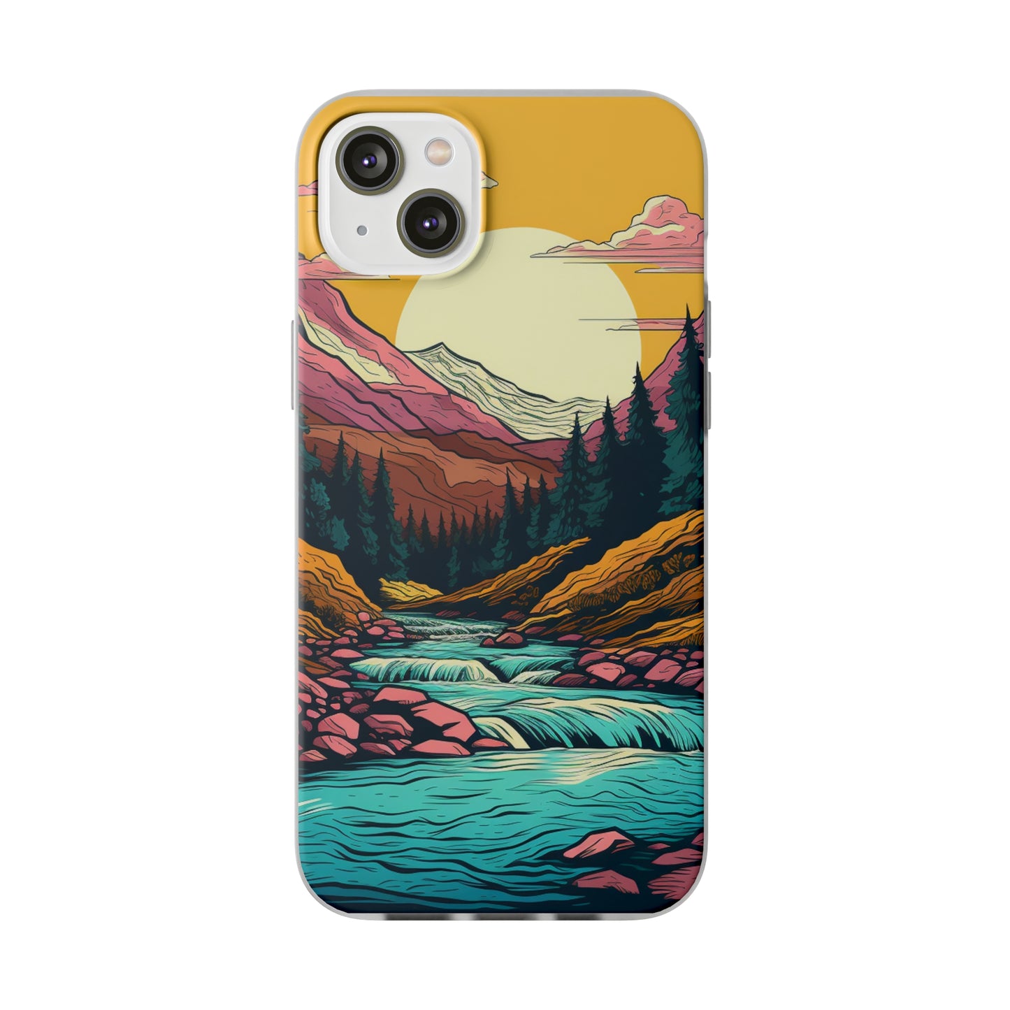 iPhone Flexi Case - Mountain Sunset with River 1