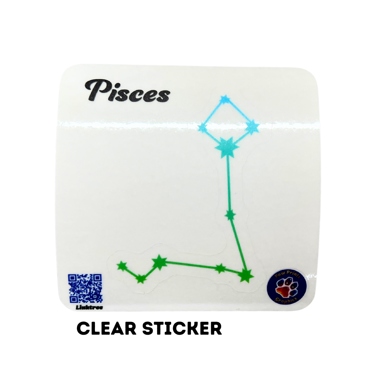 Pisces Constellation Clear Sticker 2.5"